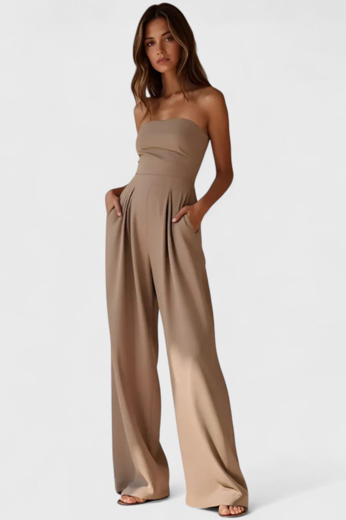 Strapless Wide Leg Pleated Jumpsuit 7