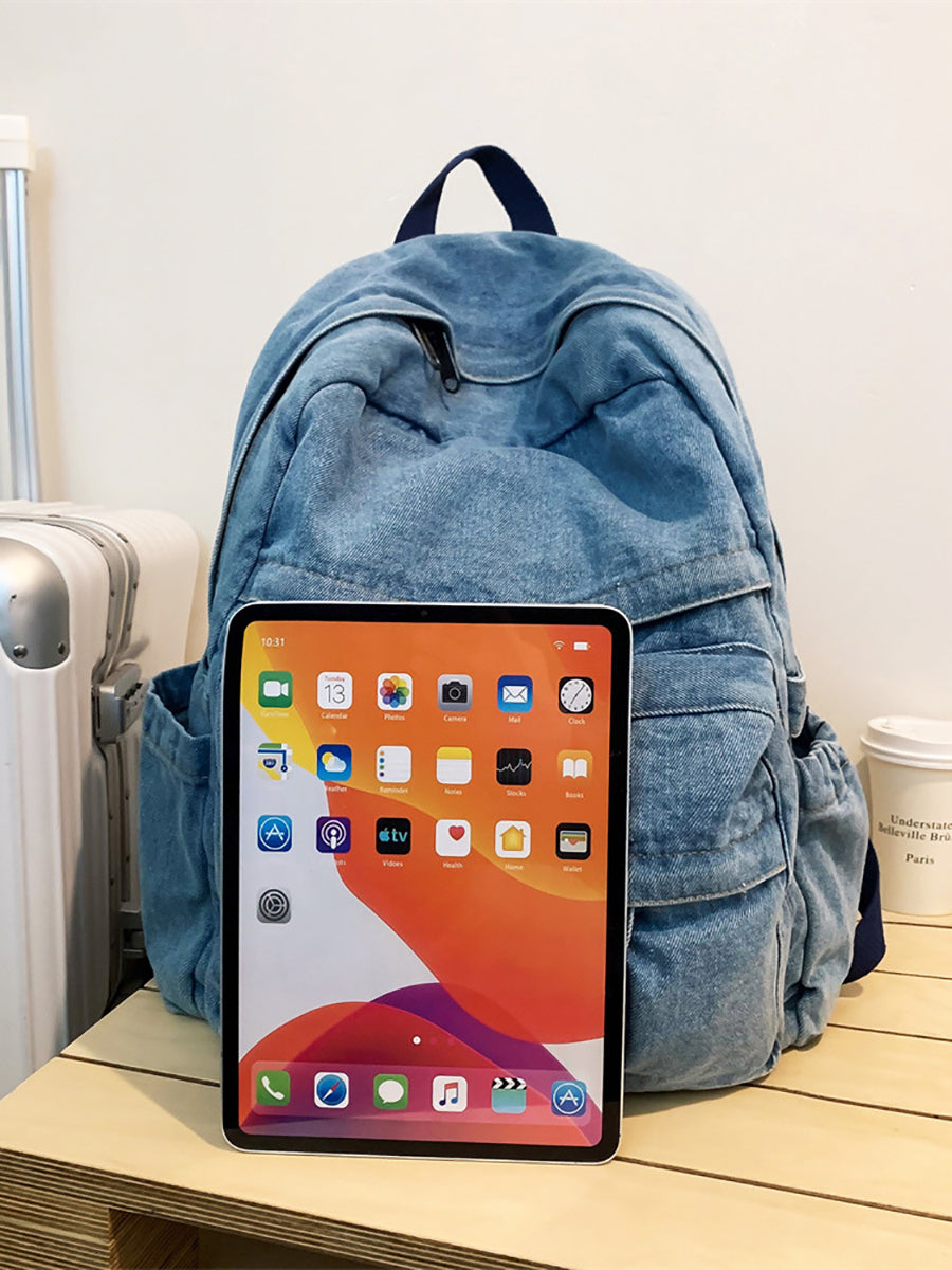 Vintage Denim Spliced Large Capacity Shoulder Bag