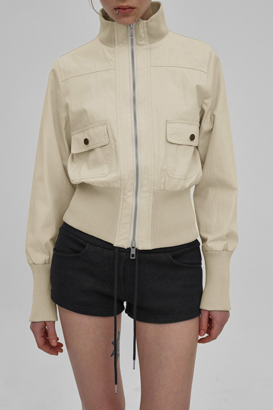 Street Style Stand Collar Cargo Jacket