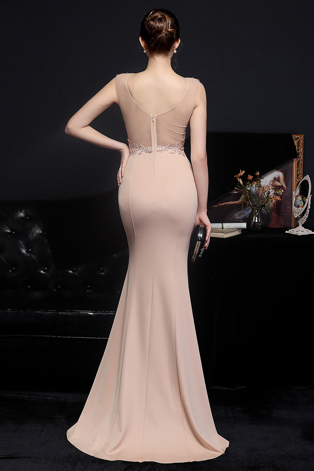 Blush Mermaid Prom Dress - Fashionpara