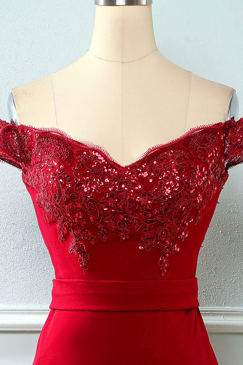 Off Shoulder Sequins Mermaid Prom Dress - Fashionpara