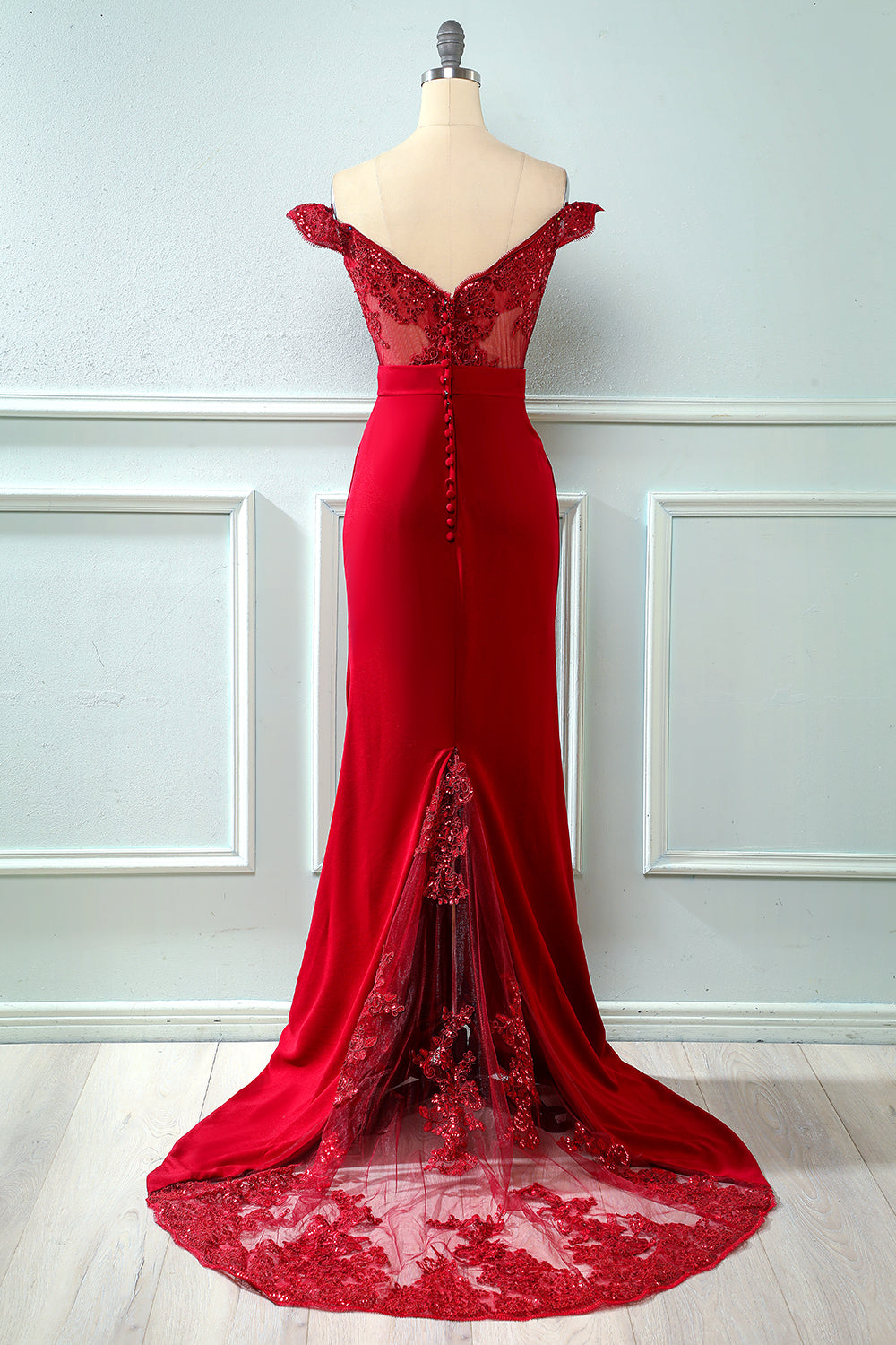 Off Shoulder Sequins Mermaid Prom Dress - Fashionpara