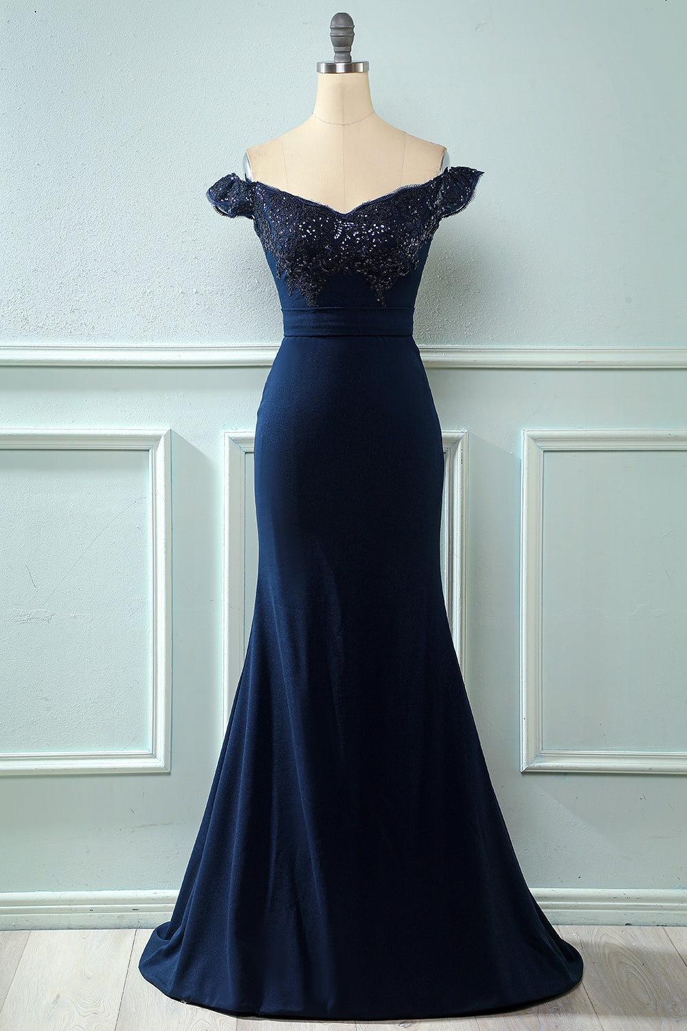 Off Shoulder Sequins Mermaid Prom Dress - Fashionpara
