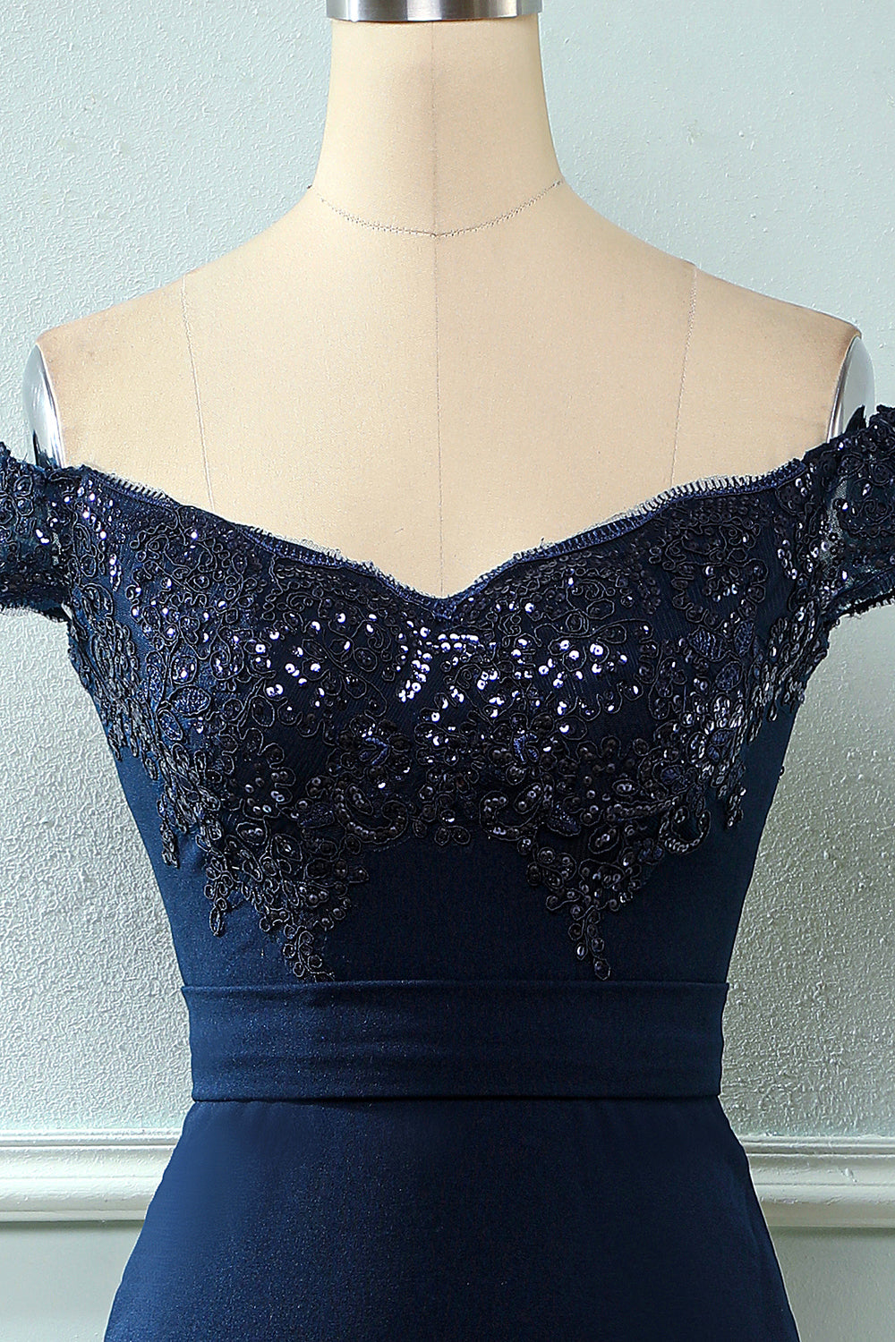 Off Shoulder Sequins Mermaid Prom Dress - Fashionpara