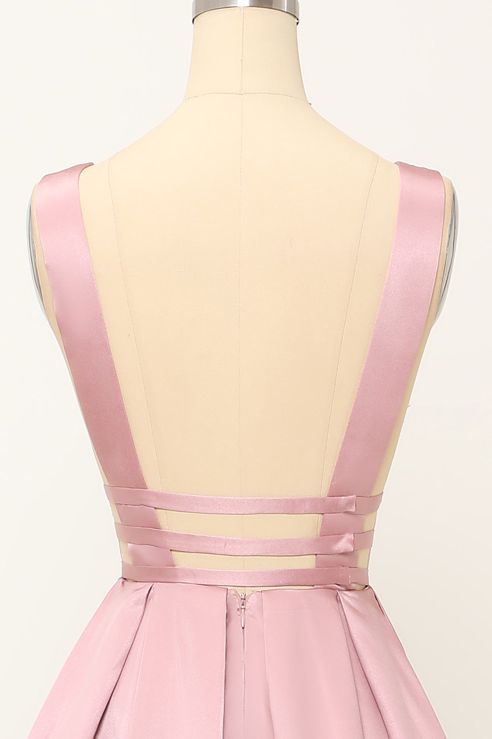 Blush Satin Long Prom Dress - Fashionpara