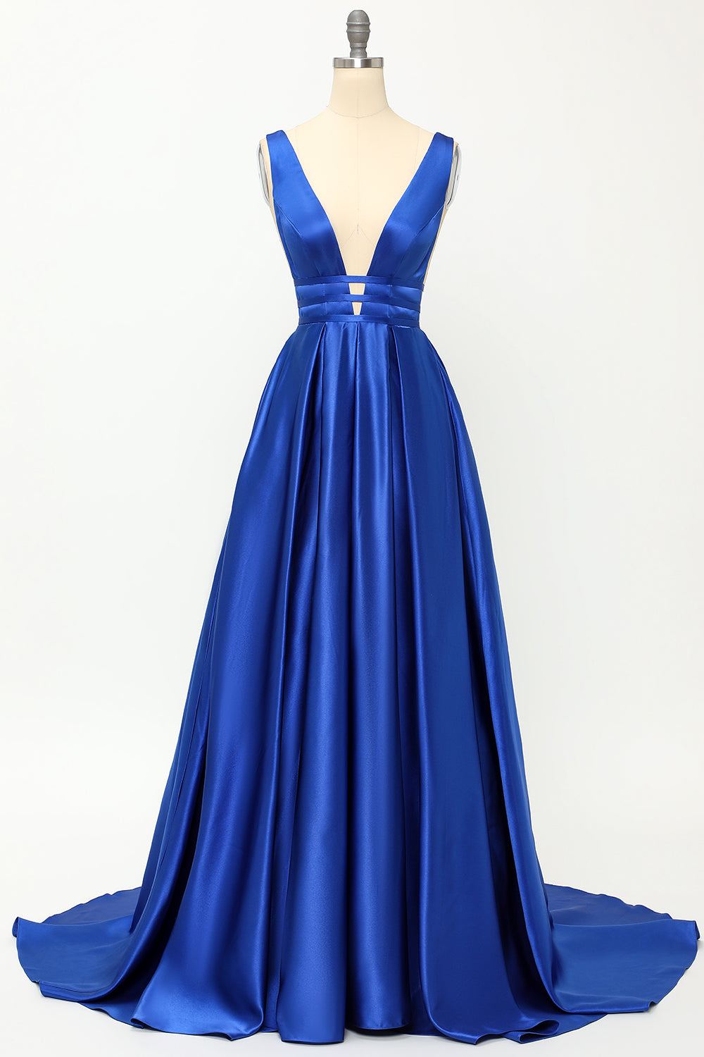 Blush Satin Long Prom Dress - Fashionpara