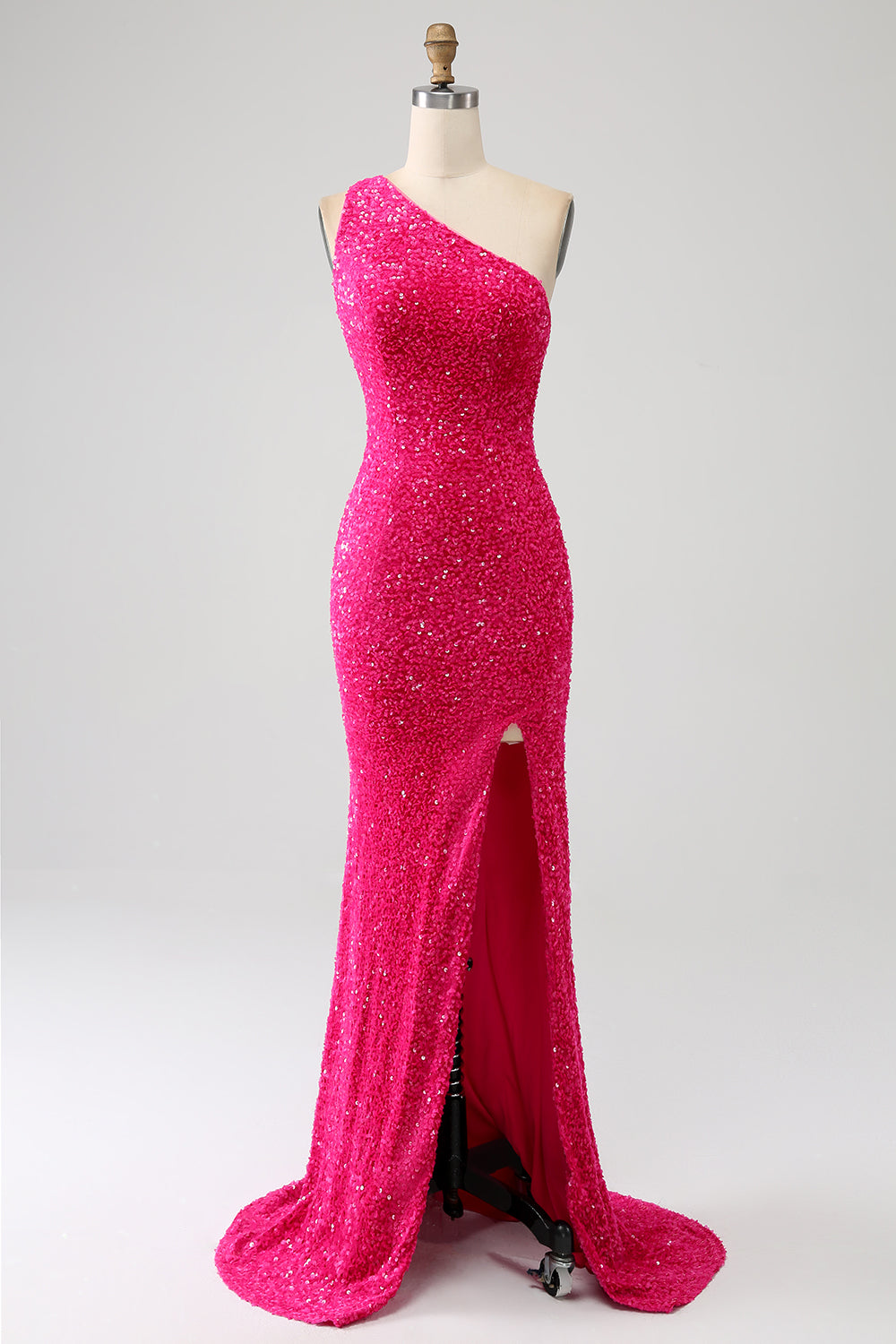 Sparkly Mermaid One Shoulder Sequins Prom Dress with Slit