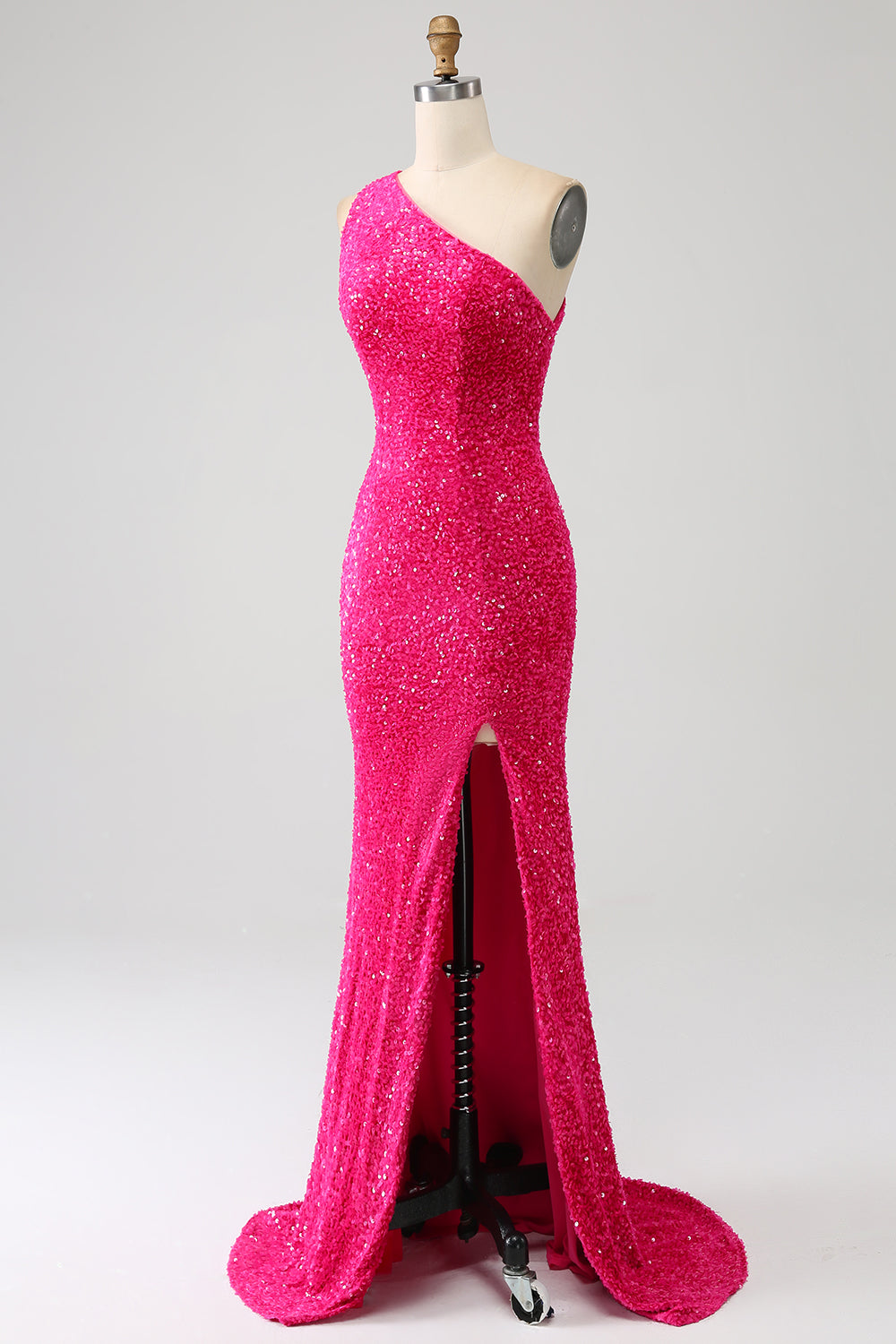 Sparkly Mermaid One Shoulder Sequins Prom Dress with Slit