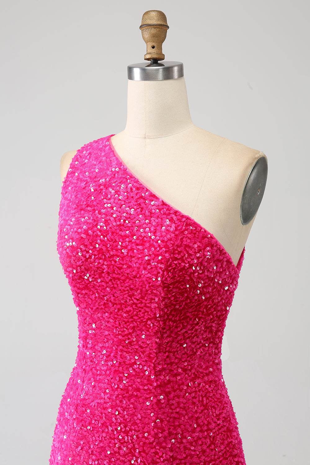 Sparkly Mermaid One Shoulder Sequins Prom Dress with Slit