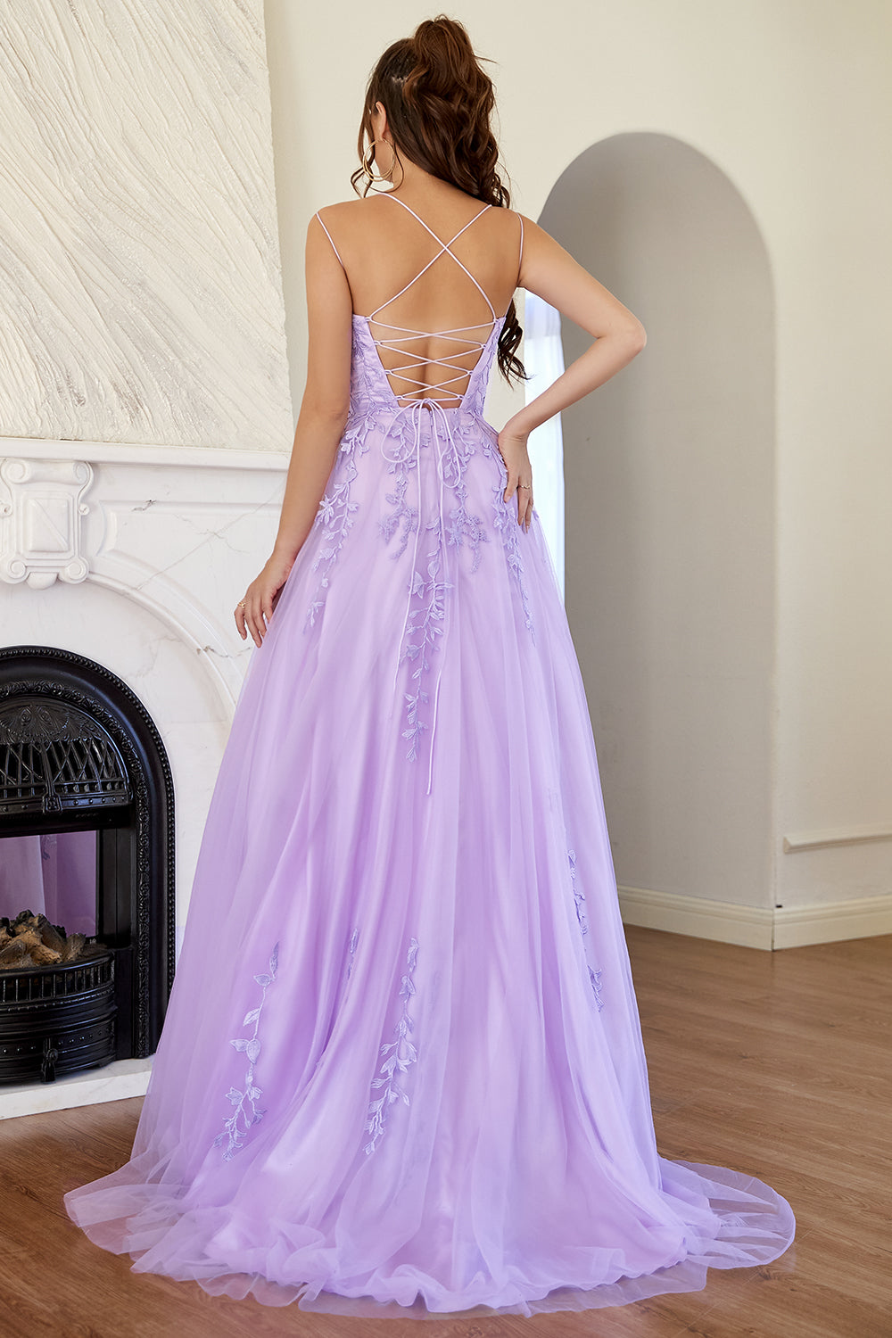 Elegant Lavender A-line Prom Dress - Fashionpara