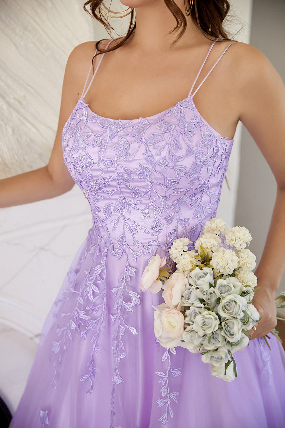 Elegant Lavender A-line Prom Dress - Fashionpara