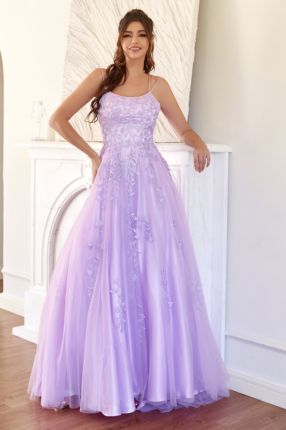 Elegant Lavender A-line Prom Dress - Fashionpara