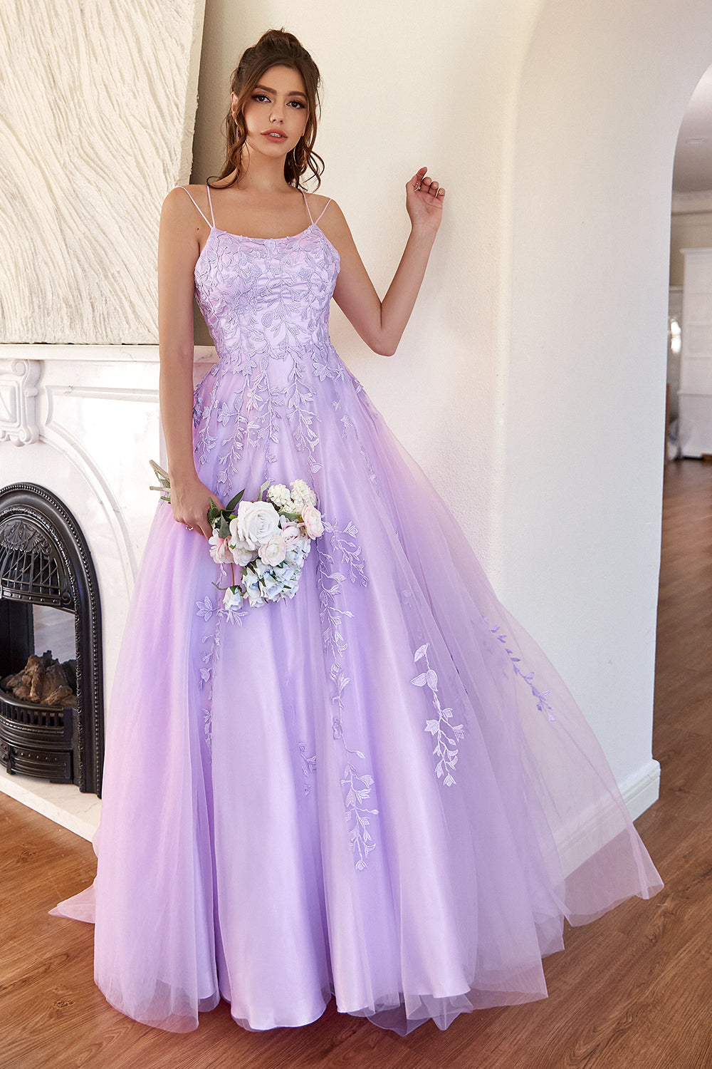 Elegant Lavender A-line Prom Dress - Fashionpara