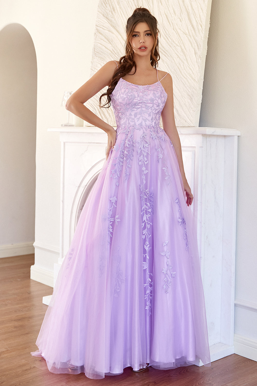 Elegant Lavender A-line Prom Dress - Fashionpara