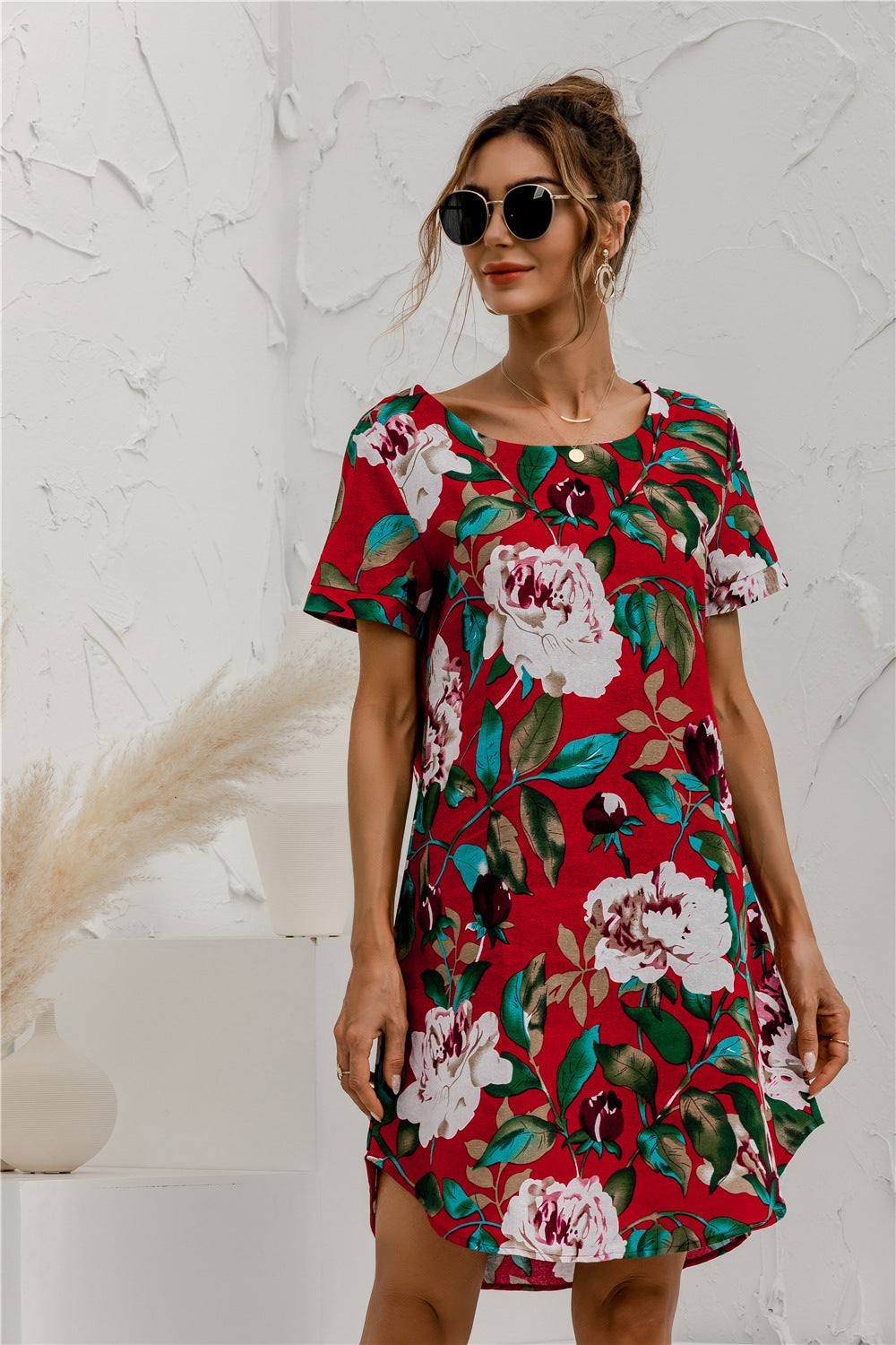 Round Neck Flower Print Dress