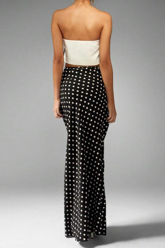 Polka Dot Slim Midi Skirt