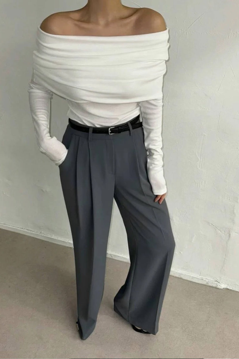 Off Shoulder Slim Knit Sweater