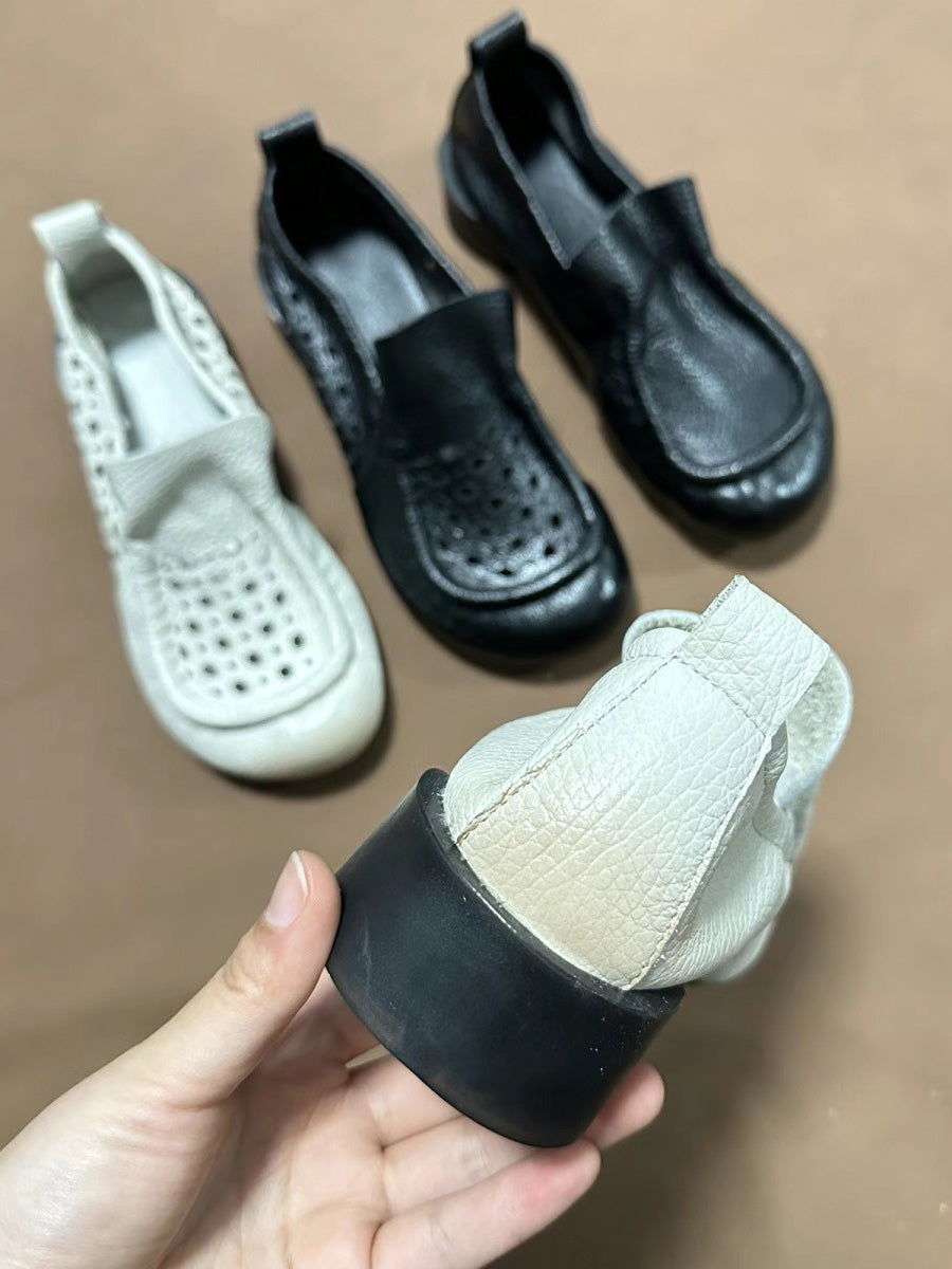 Retro Soft Genuine Leather Low Heel Shoes