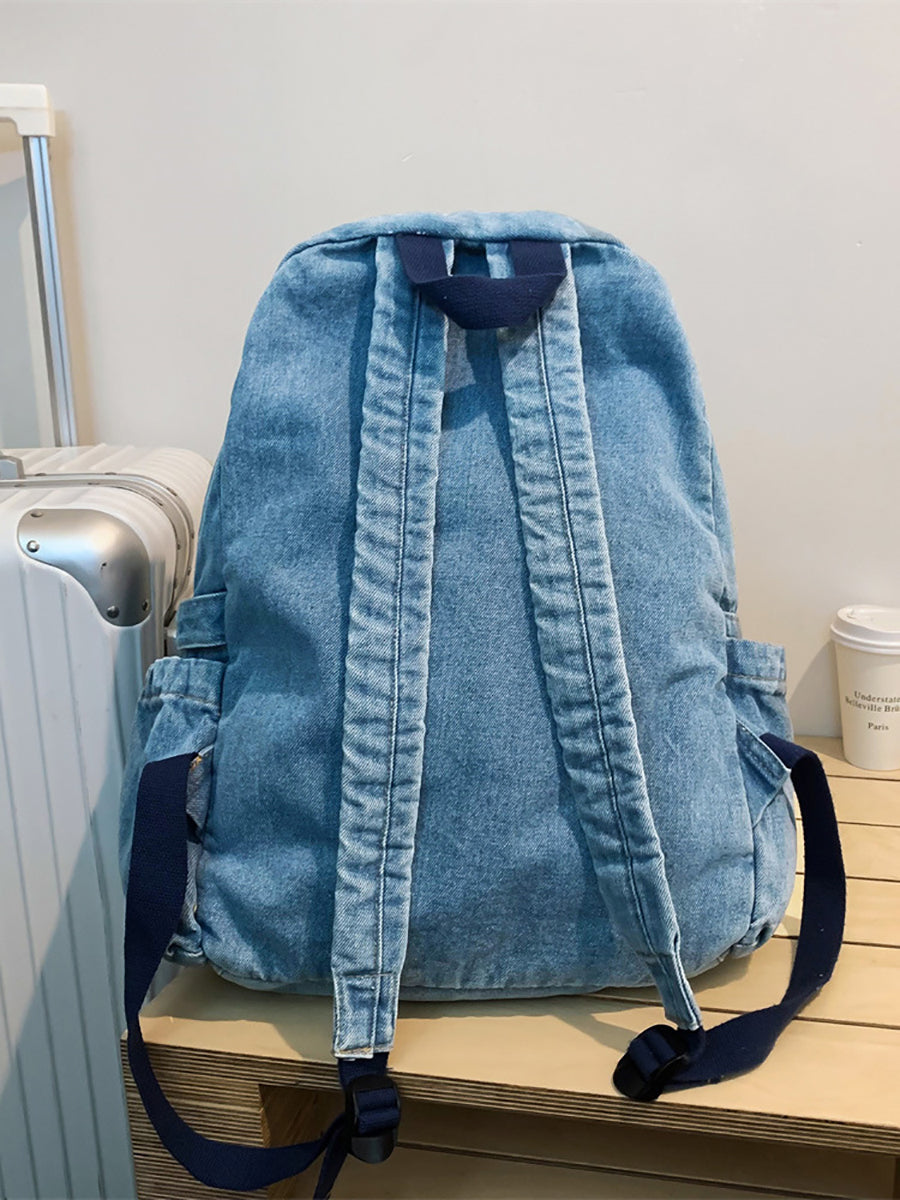 Vintage Denim Spliced Large Capacity Shoulder Bag