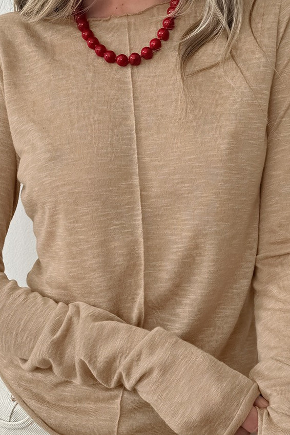 White Crew Neck Long-Sleeve Layering Knit Top 3