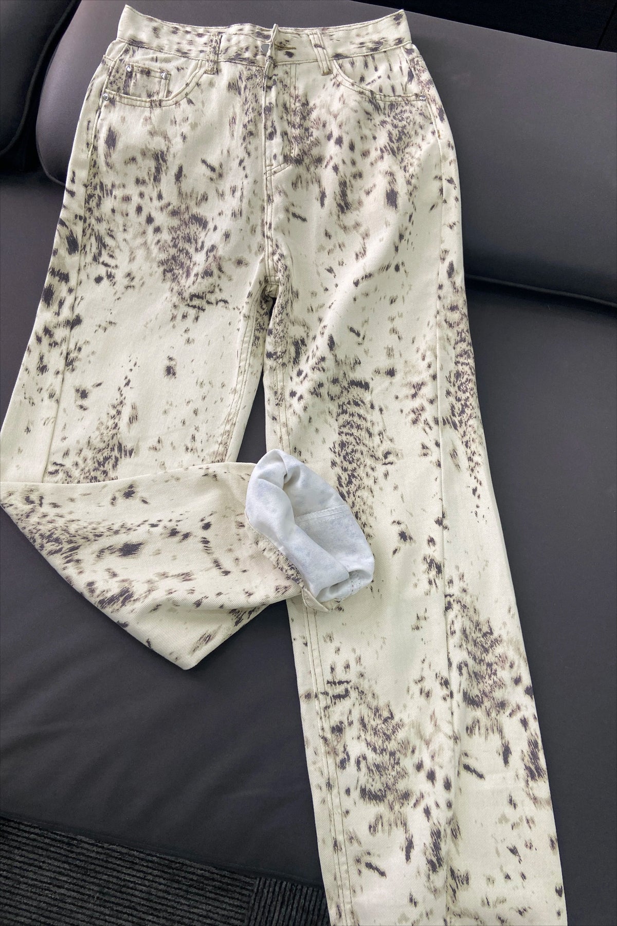 Retro Leopard Straight Baggy Jeans