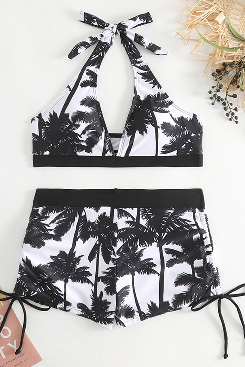 Coconut Print Top Pants Two Piece Swimwear - Fashionpara