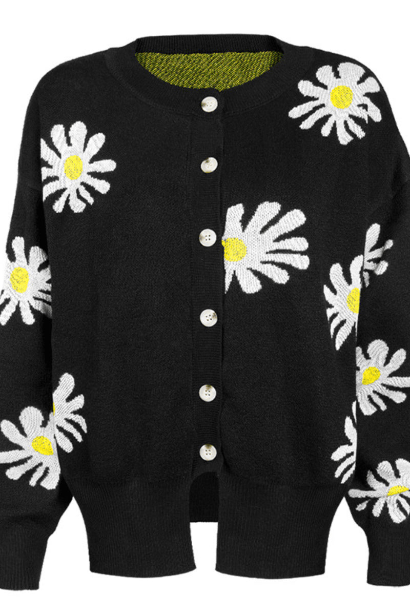 Lovely Daisy Embroidery Cardigan  Fashionpara