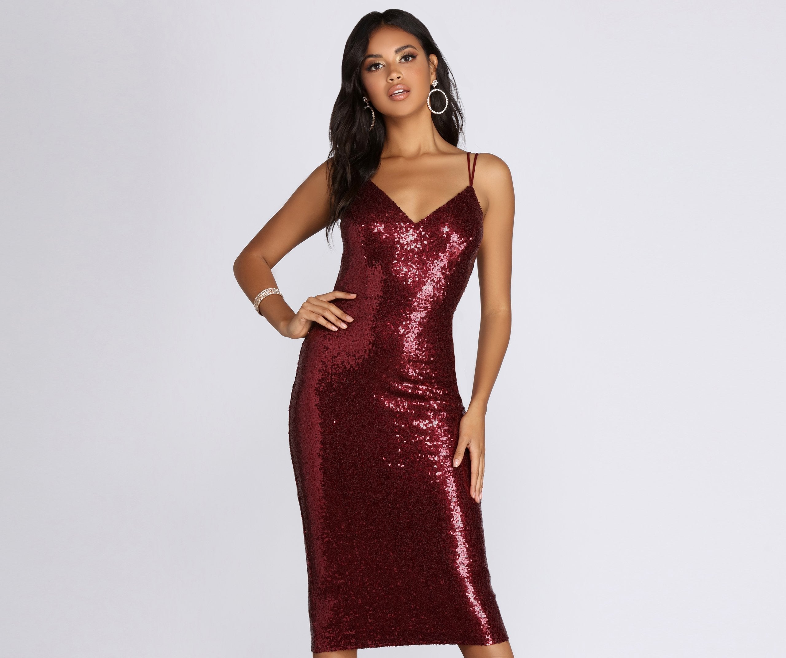 Raegan Formal Sequin Midi Dress - Fashionpara
