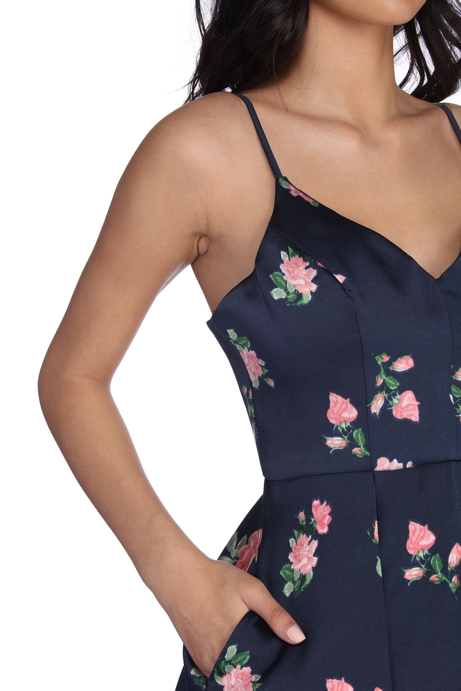 Pia Satin Floral Party Dress - Fashionpara