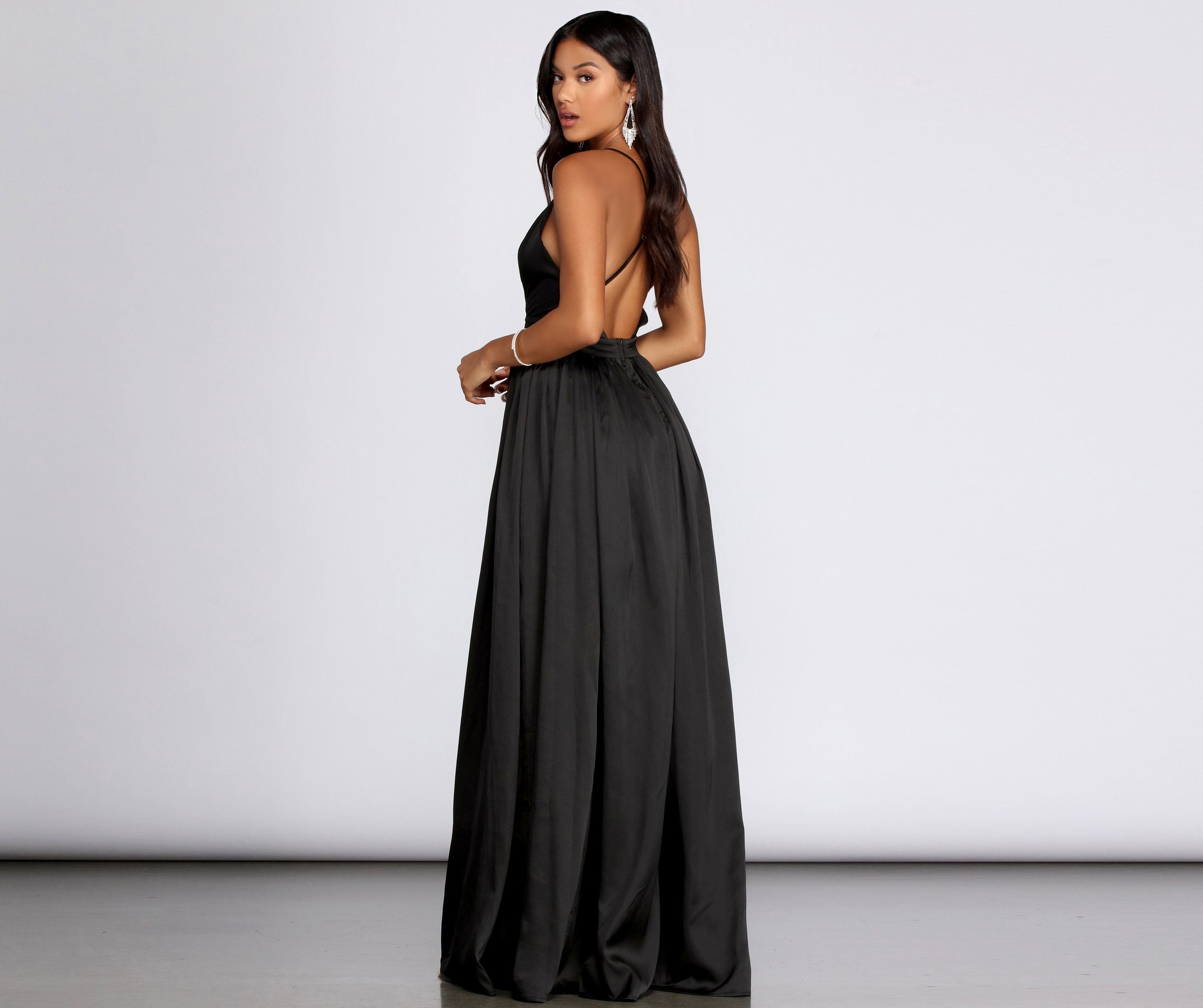 Nerissa Pleated Satin Gown - Fashionpara