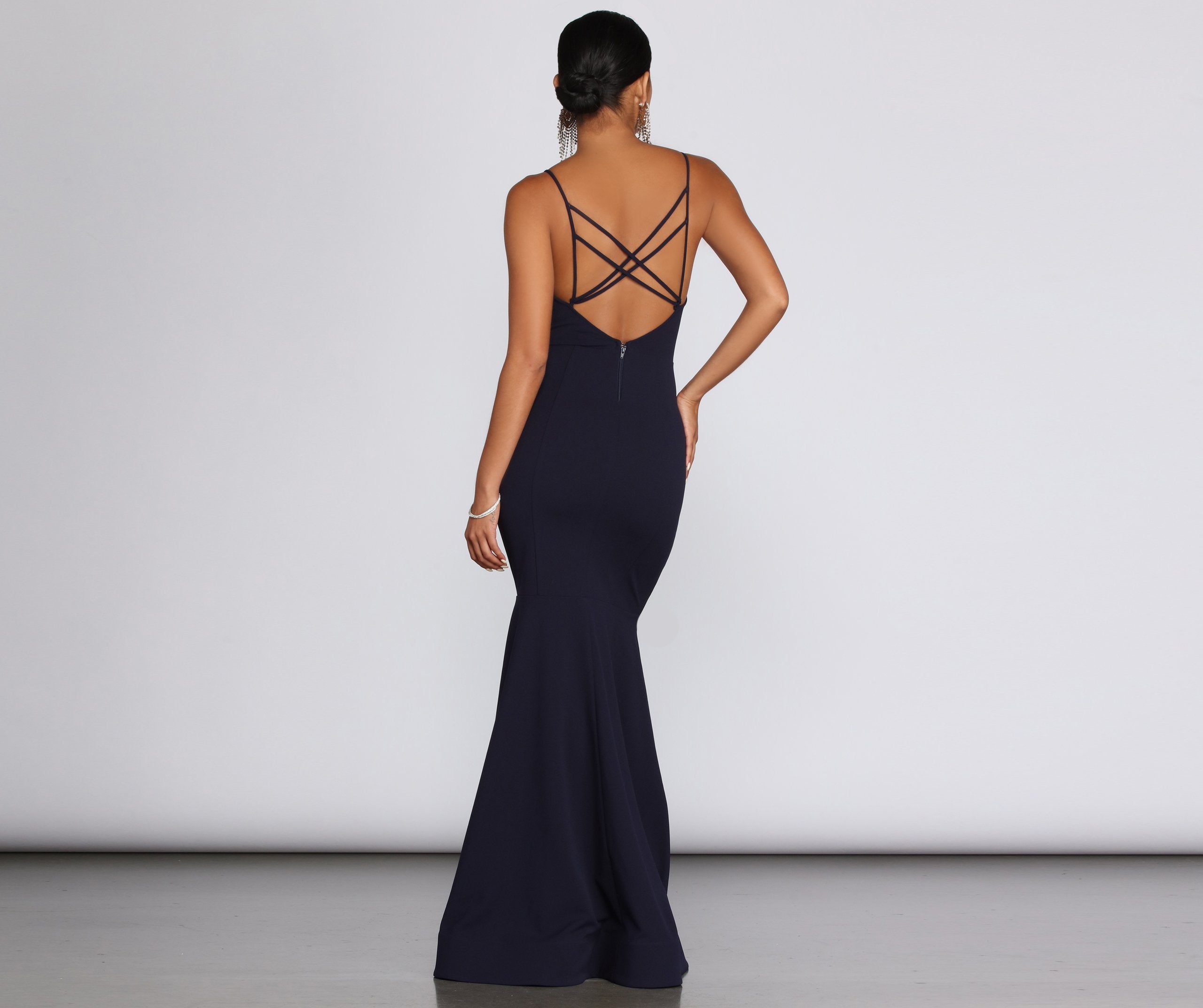 Raquel Cross-Back Mermaid Gown - Fashionpara