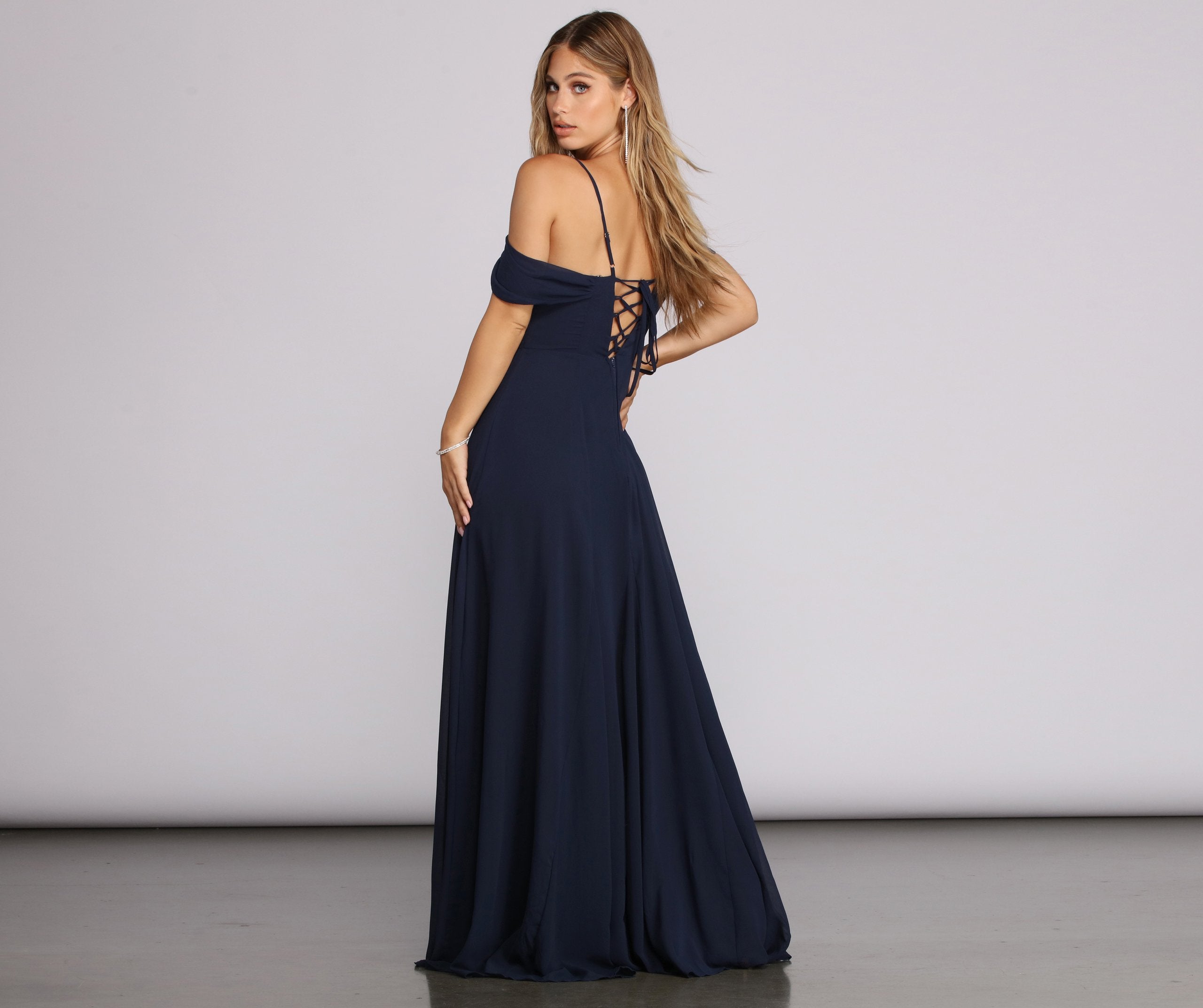 Arianne Lattice Back Chiffon Gown - Fashionpara