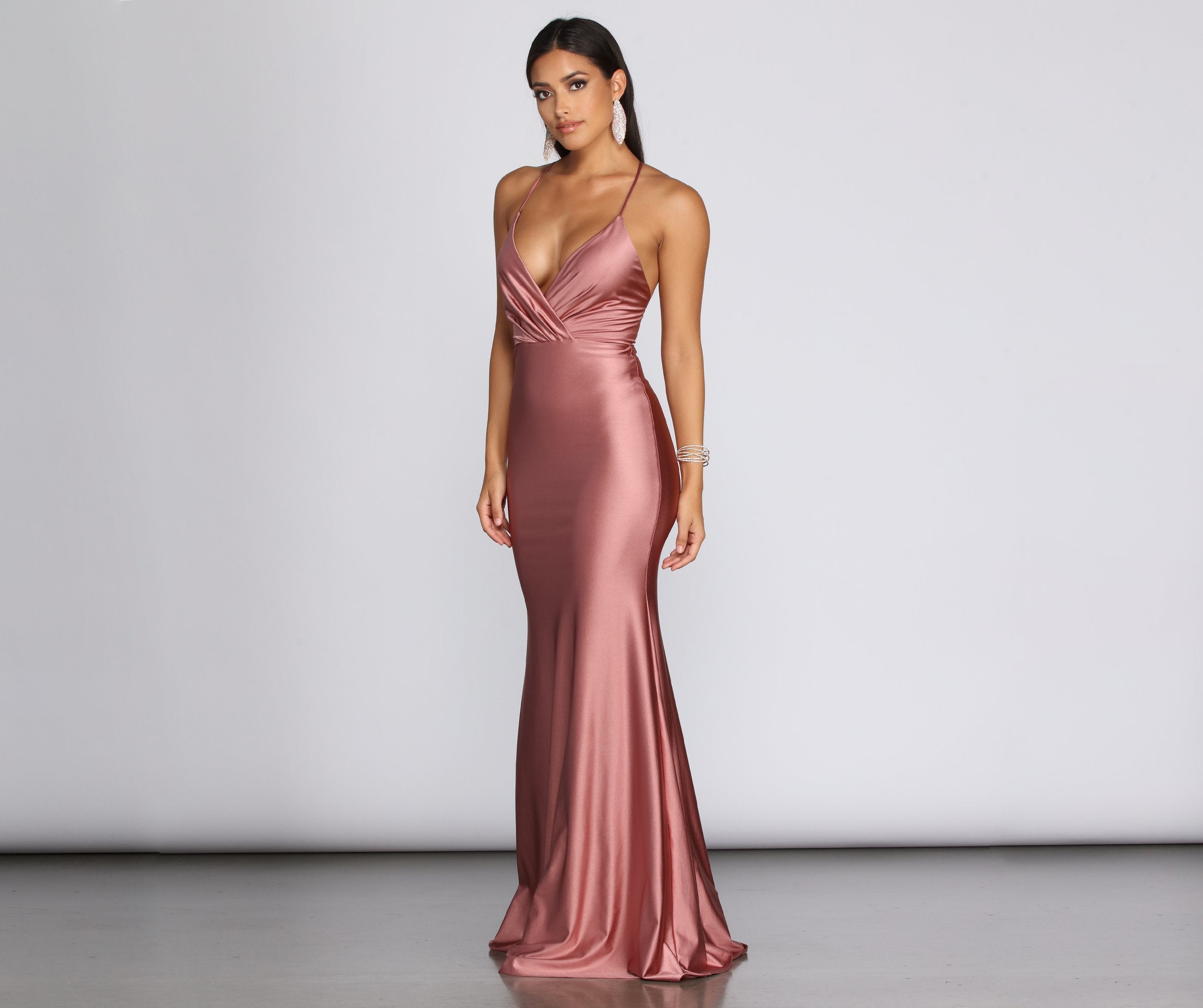 Jerry Cross Back Draped Gown - Fashionpara
