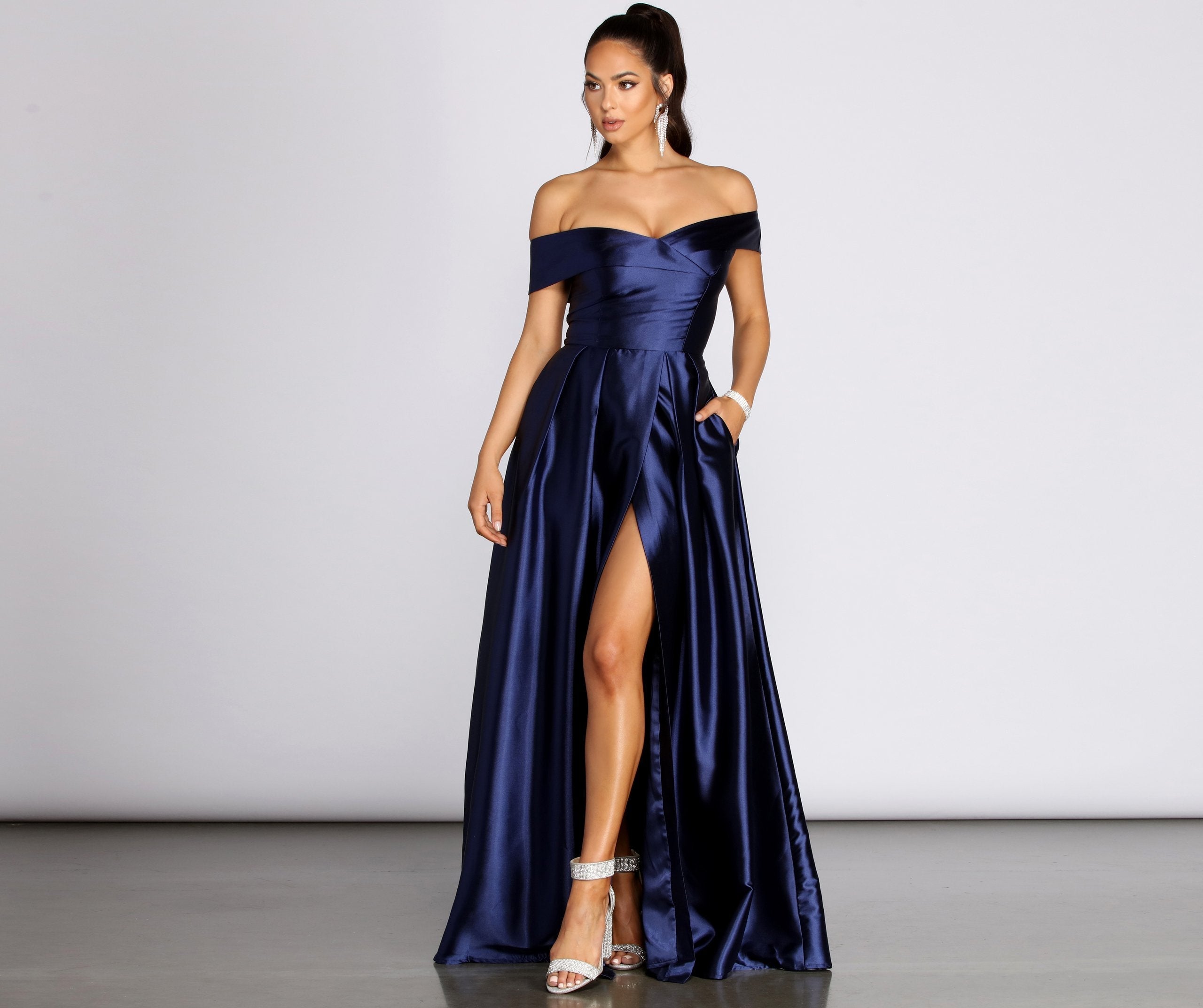 Palmer Formal Satin Wrap Dress - Fashionpara