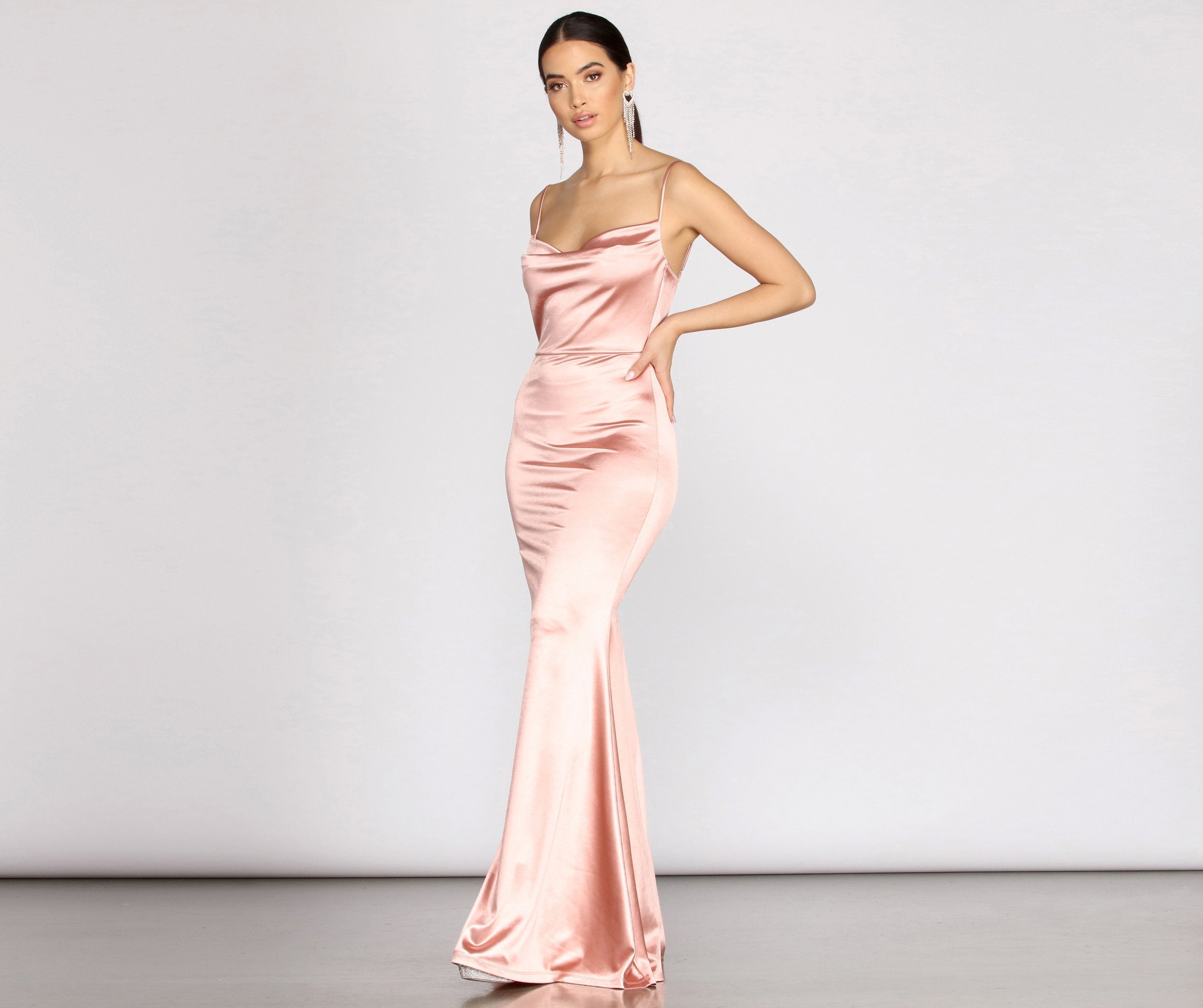 Nahla Formal Satin Mermaid Dress - Fashionpara