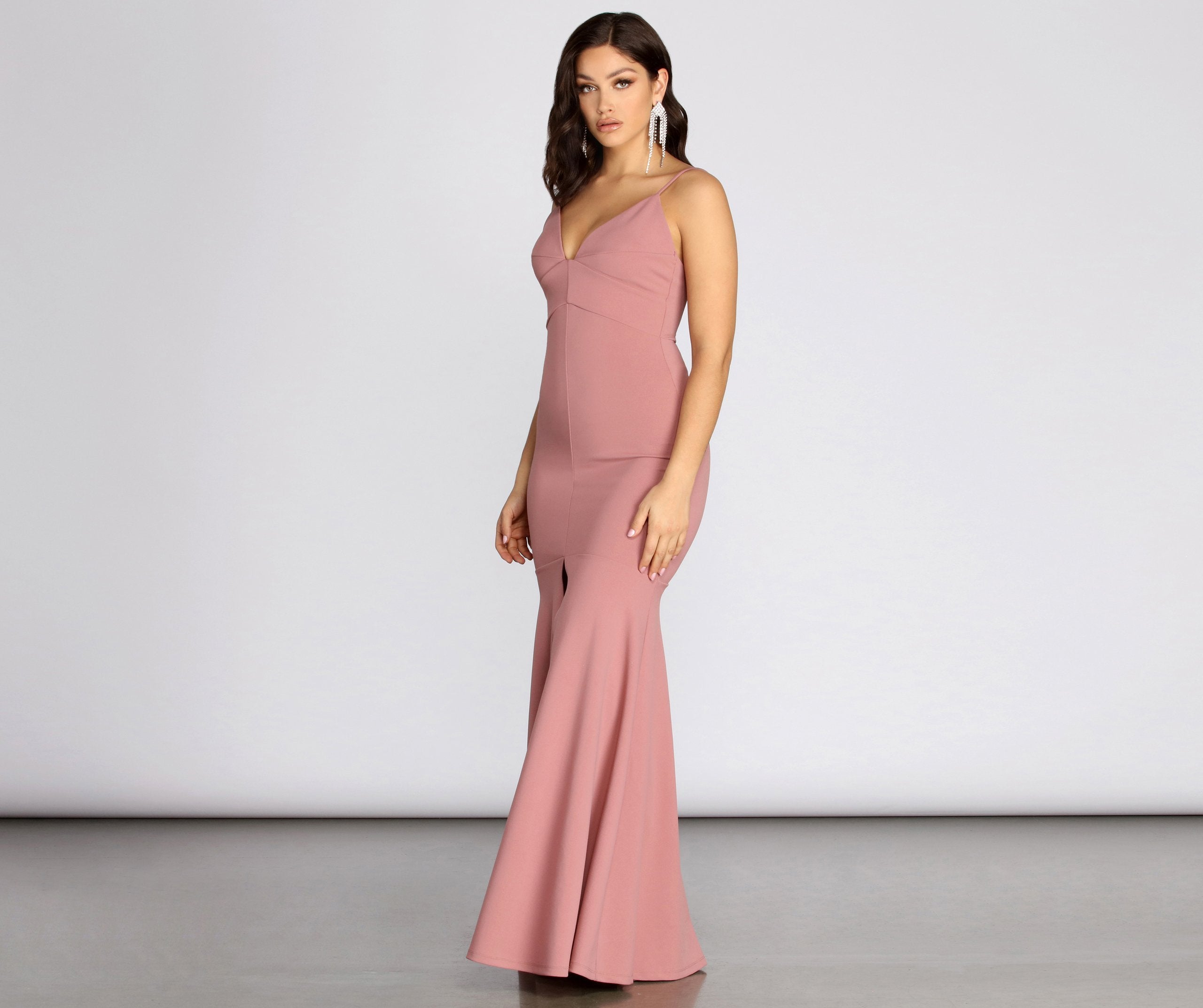 Alia Deep V Mermaid Dress - Fashionpara
