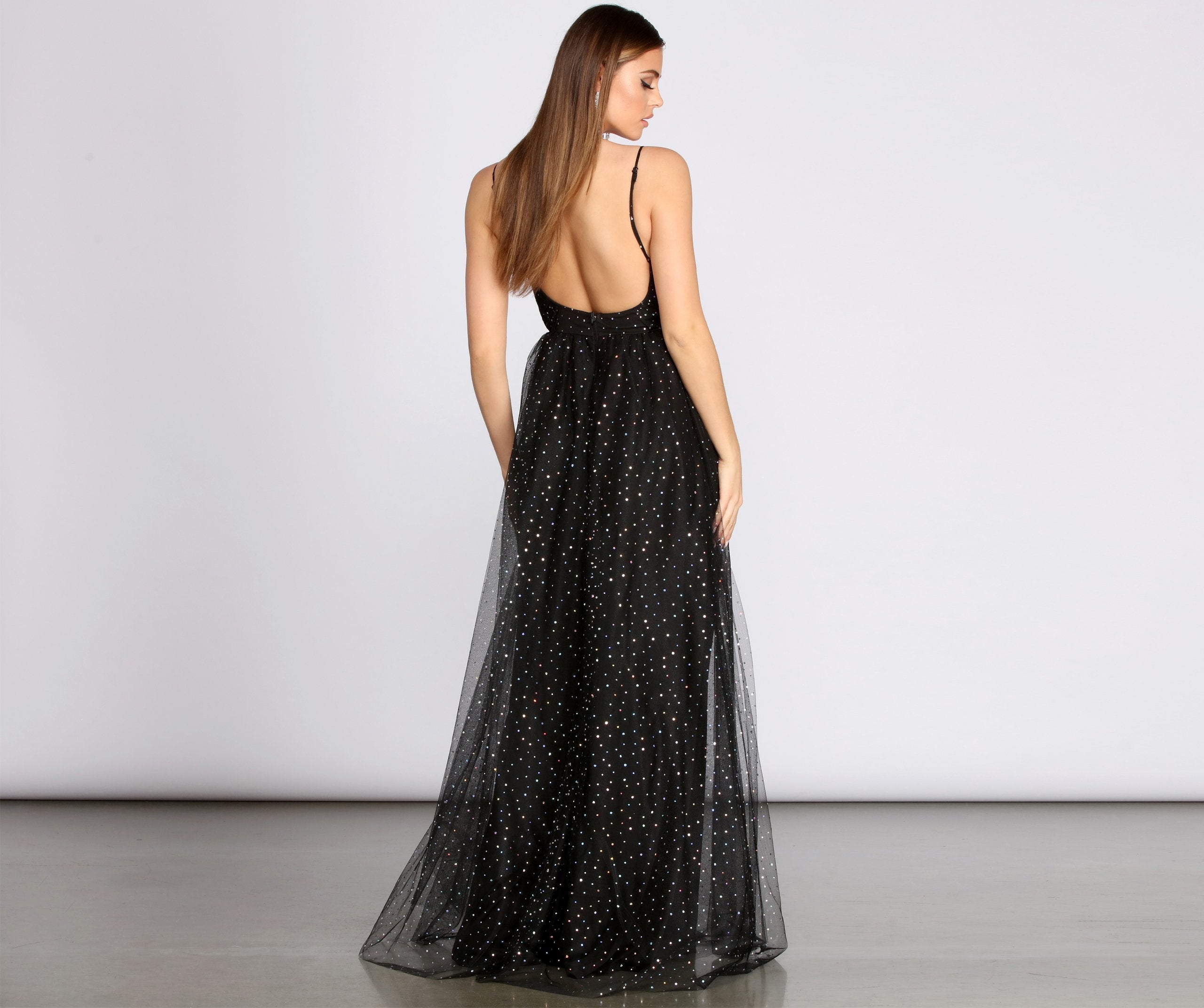 Parker Heat Stone Tulle Dress - Fashionpara