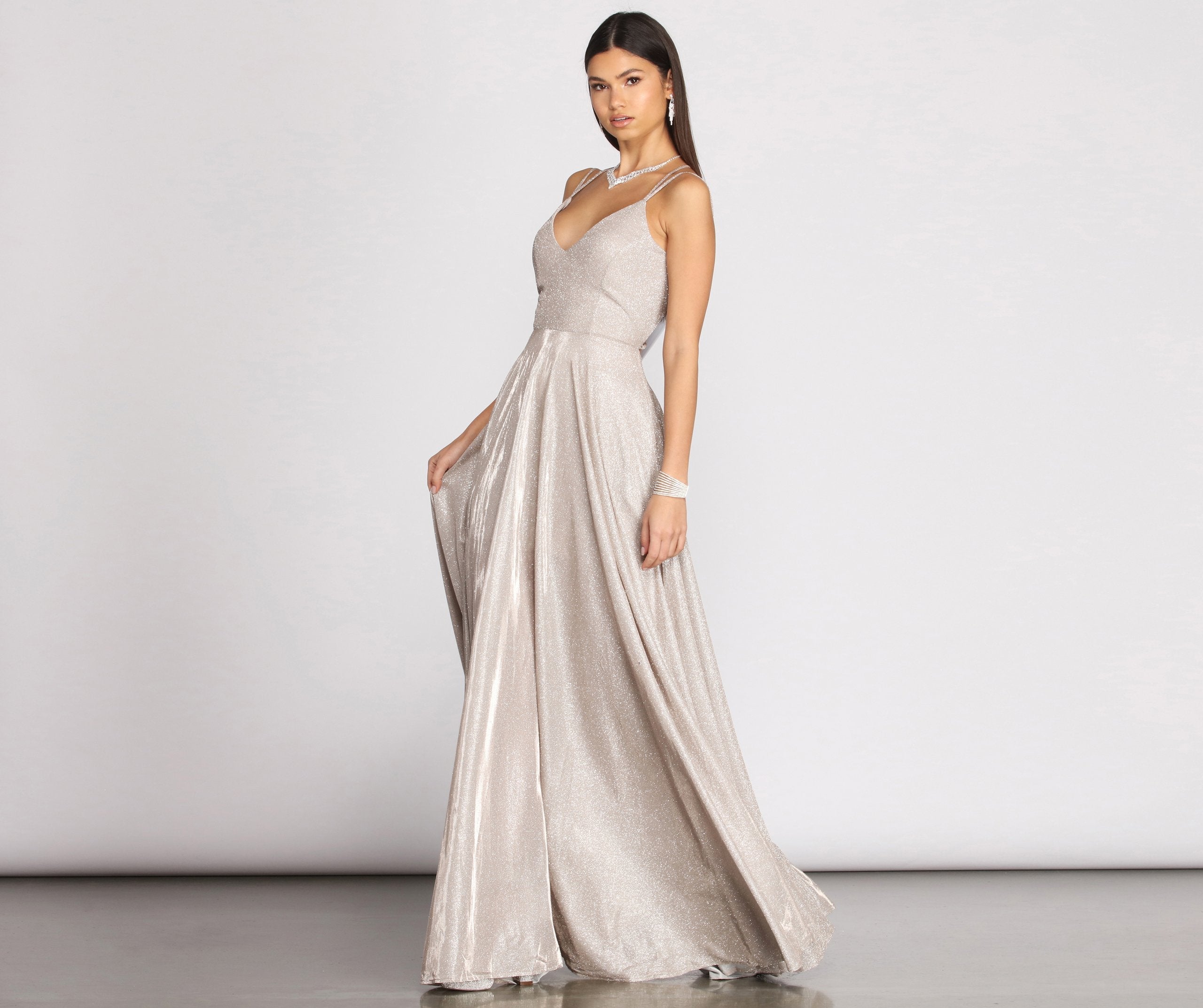 Shira Shine Lace Back Gown - Fashionpara