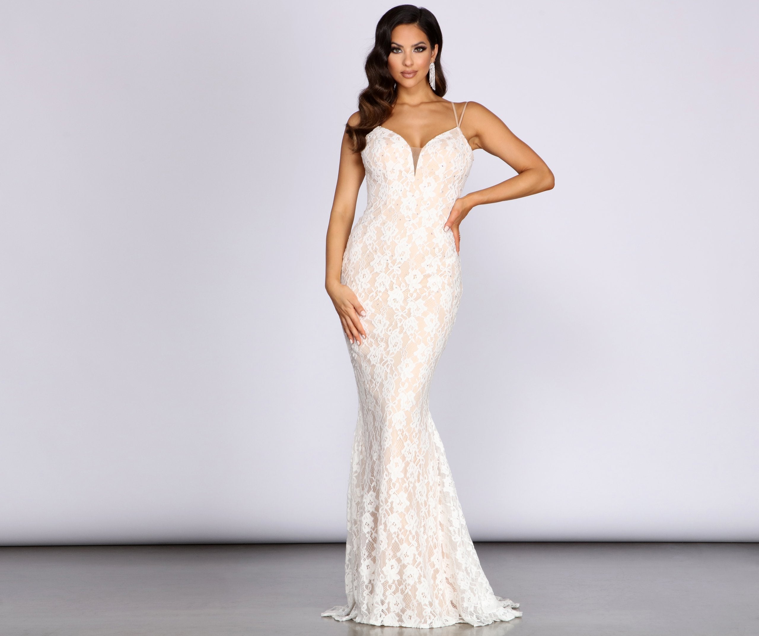 Amina Lace Up Back Mermaid Dress - Fashionpara