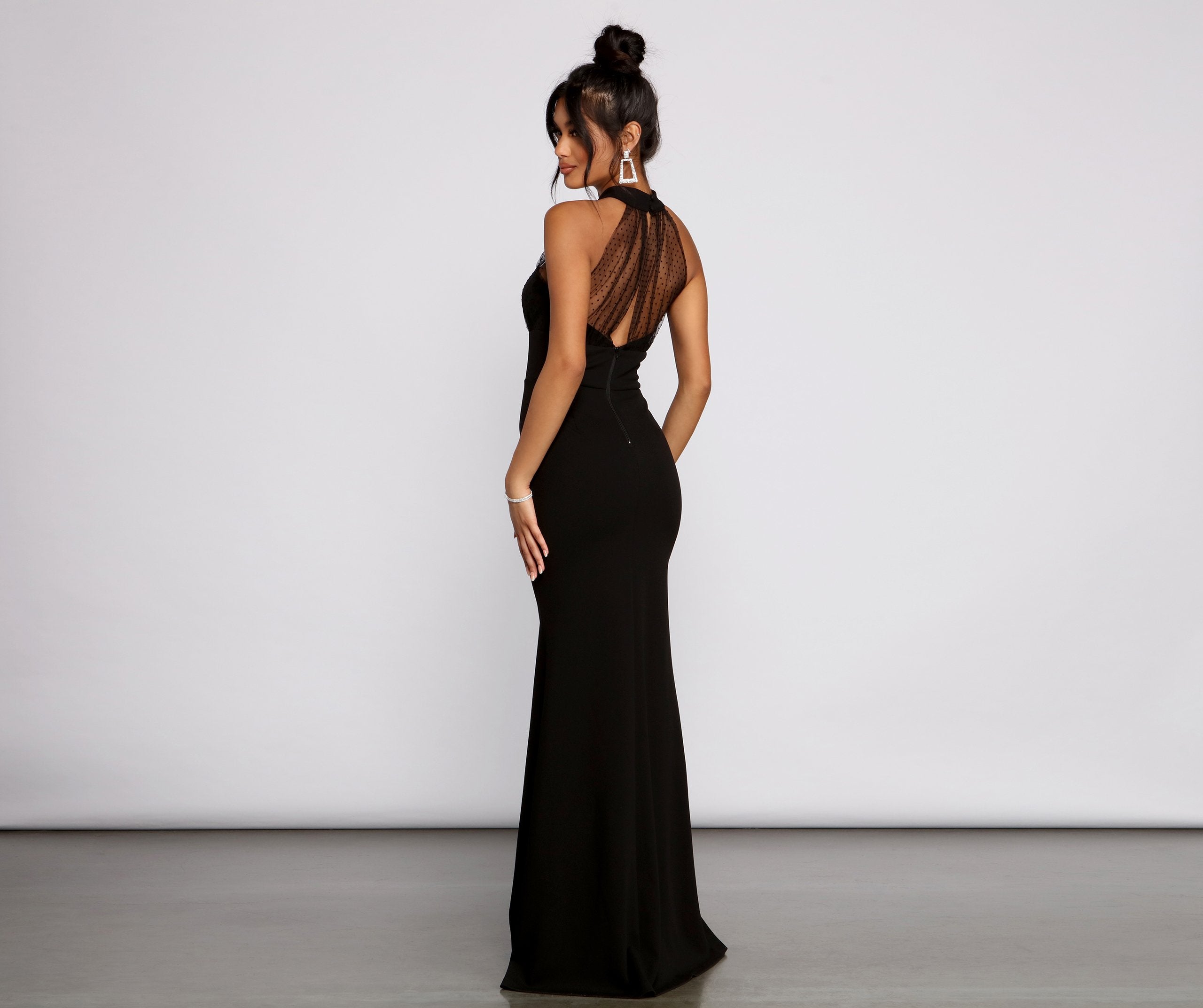 Colette Formal Swiss Dot Crepe Dress - Fashionpara