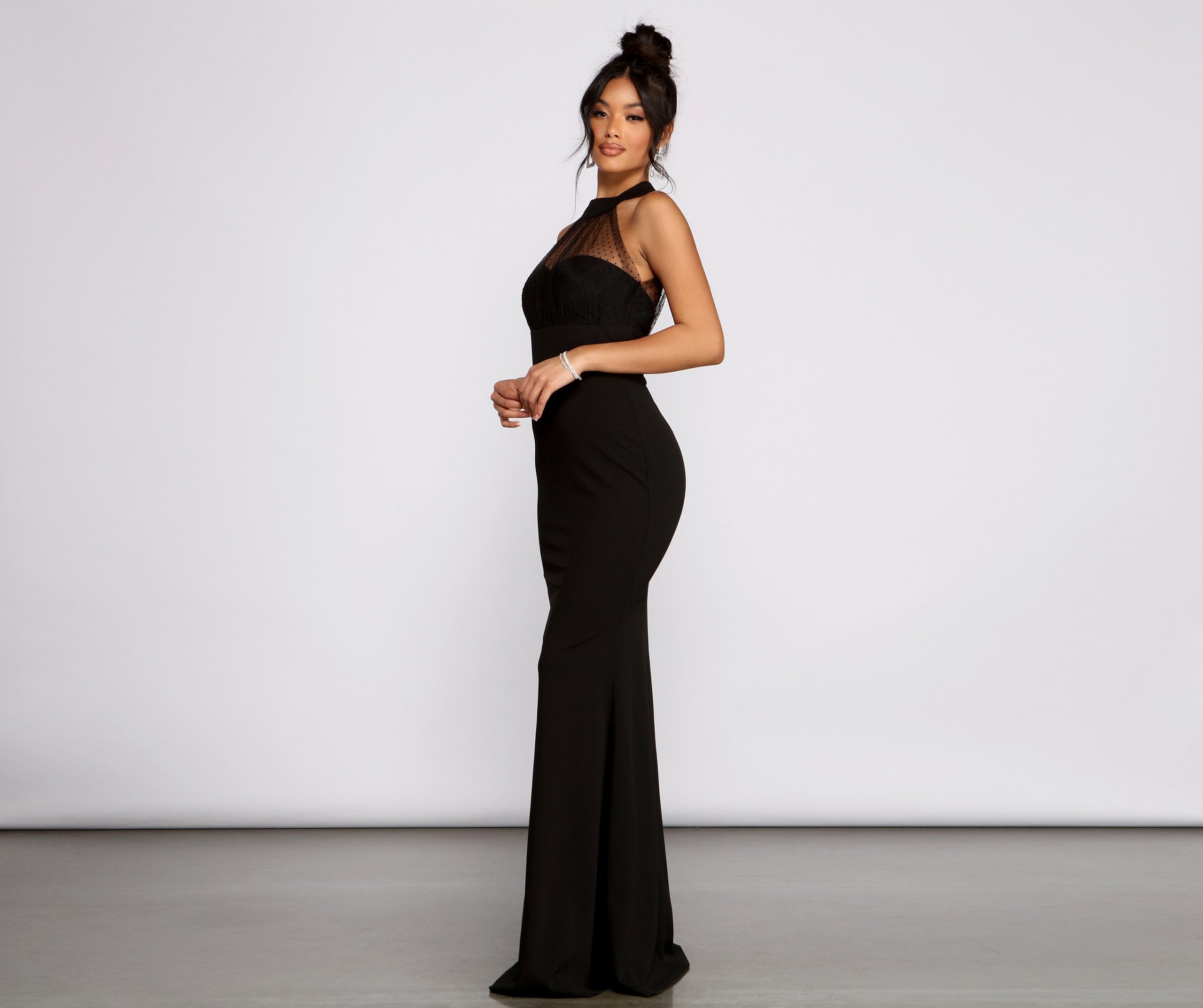 Colette Formal Swiss Dot Crepe Dress - Fashionpara