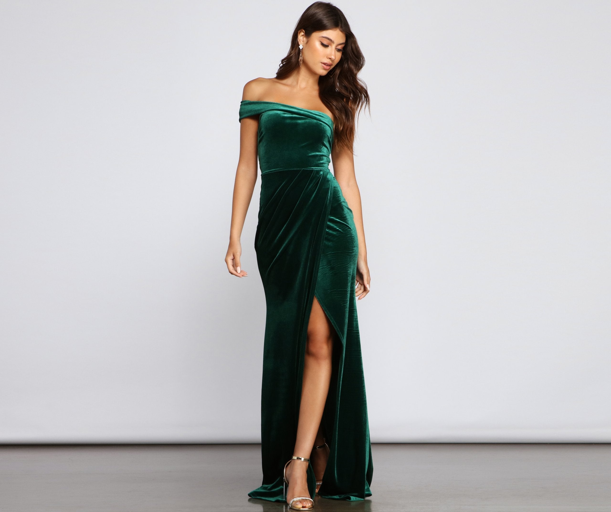 Cleo Formal One-Shoulder Velvet Dress - Fashionpara