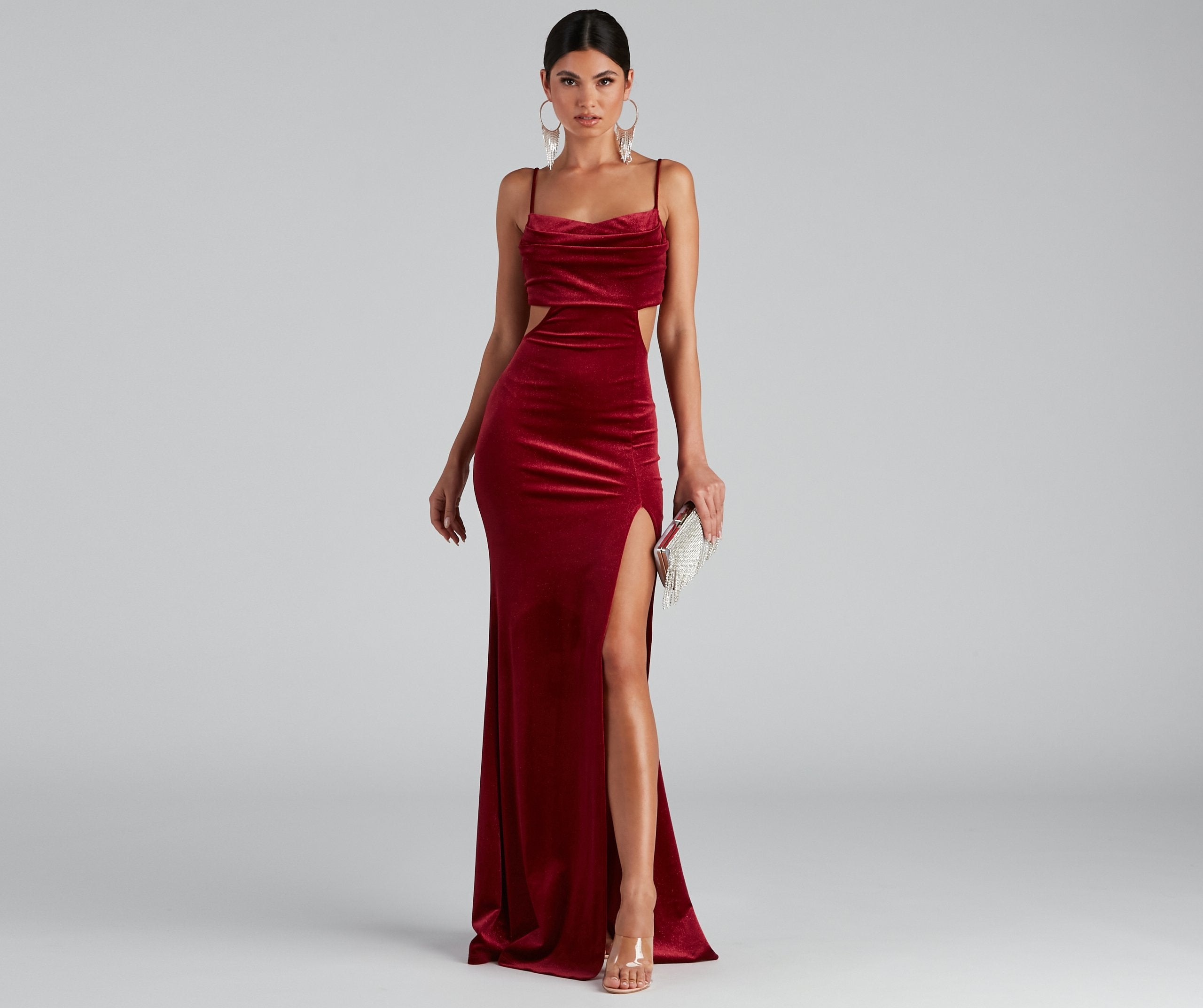 Lara Glitter Velvet Mermaid Dress - Fashionpara