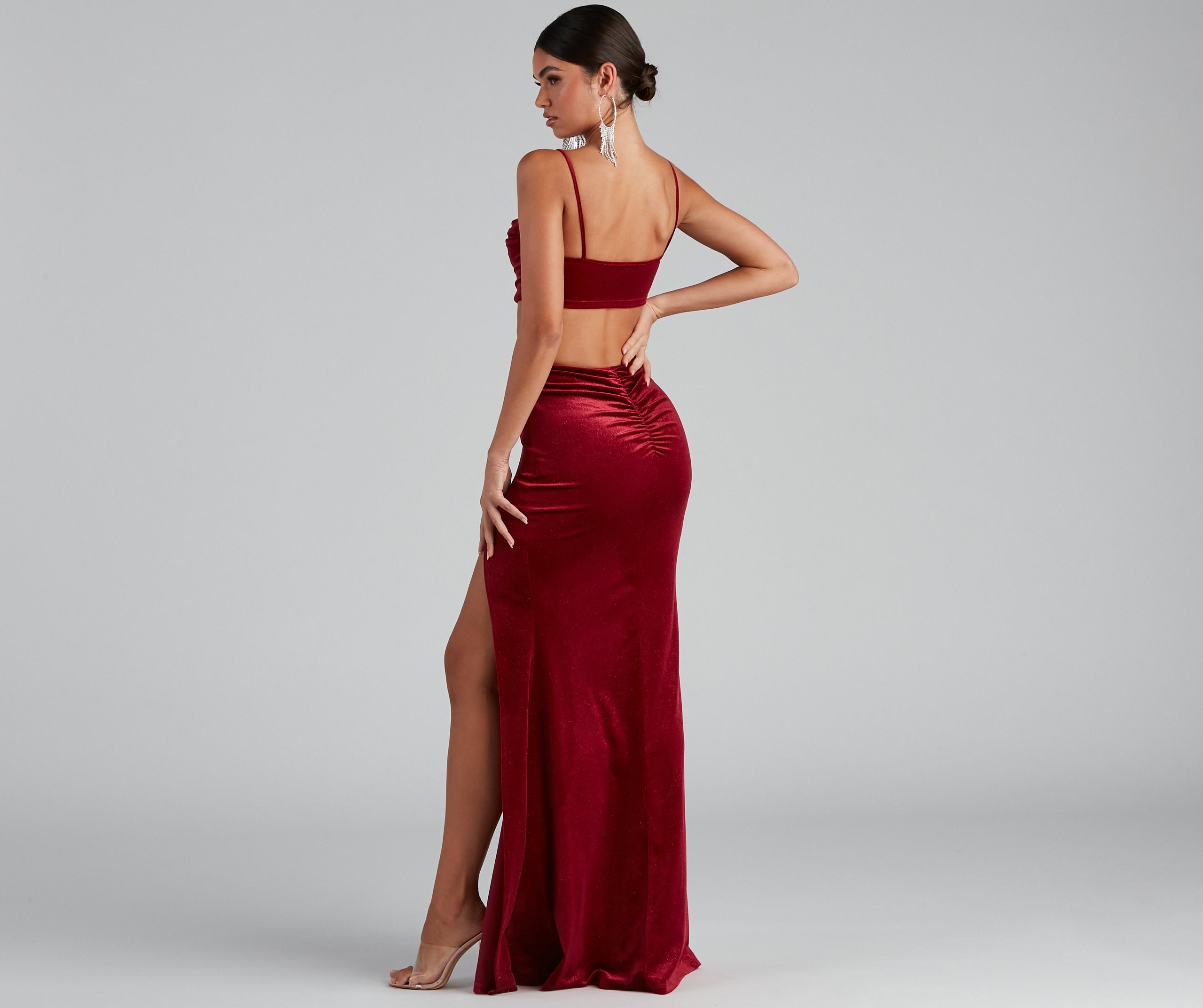 Lara Glitter Velvet Mermaid Dress - Fashionpara