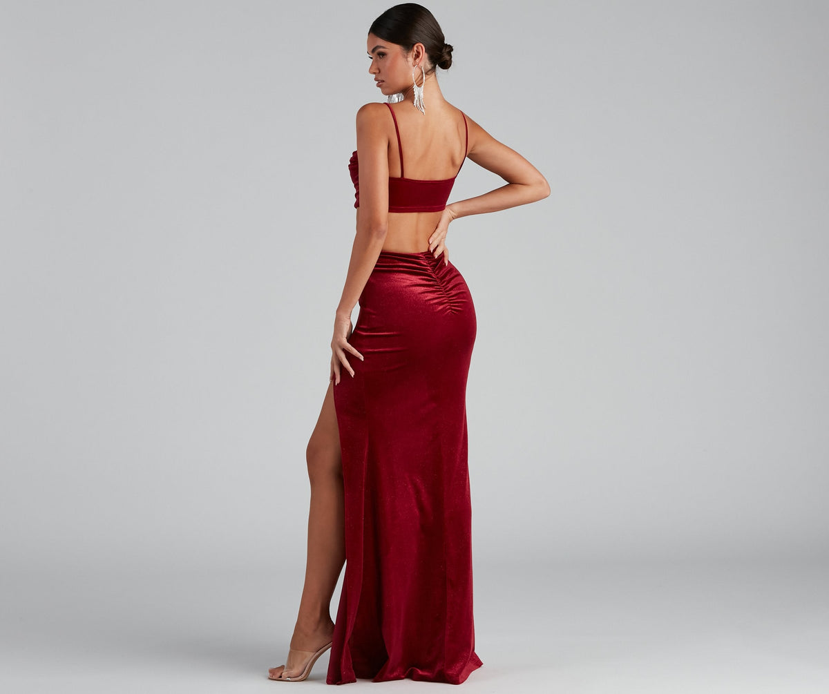 Lara Glitter Velvet Mermaid Dress - View 3