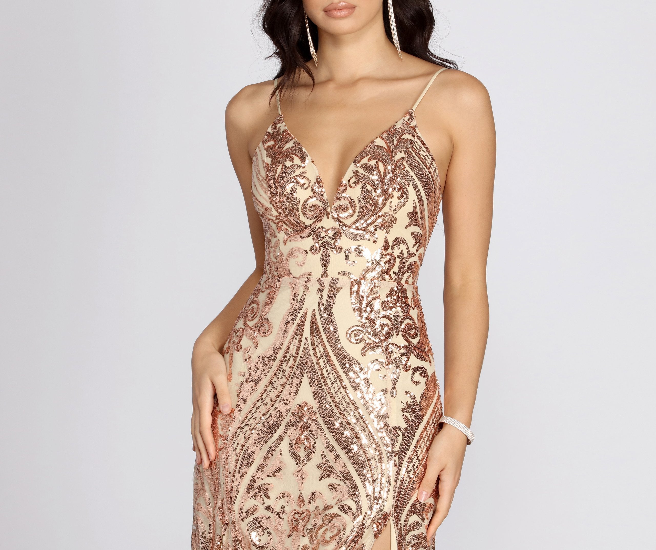 Nia Sequin Scroll Dress - Fashionpara