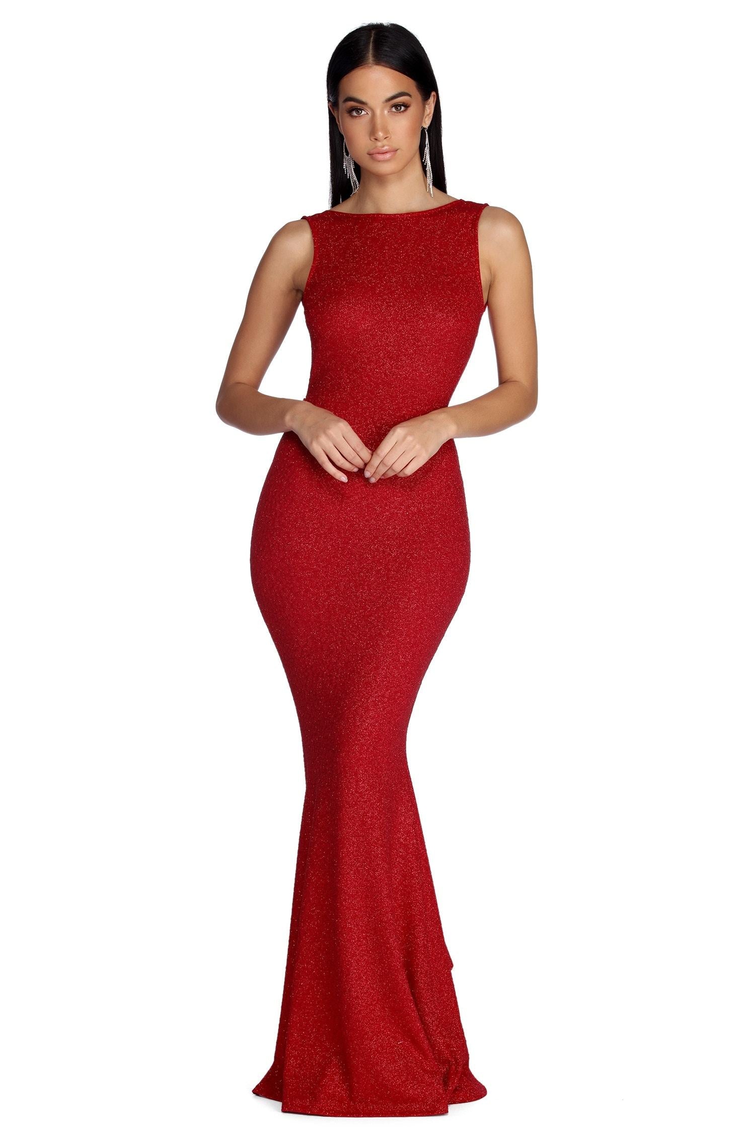 Ana Formal Glitter Ruffle Dress - Fashionpara