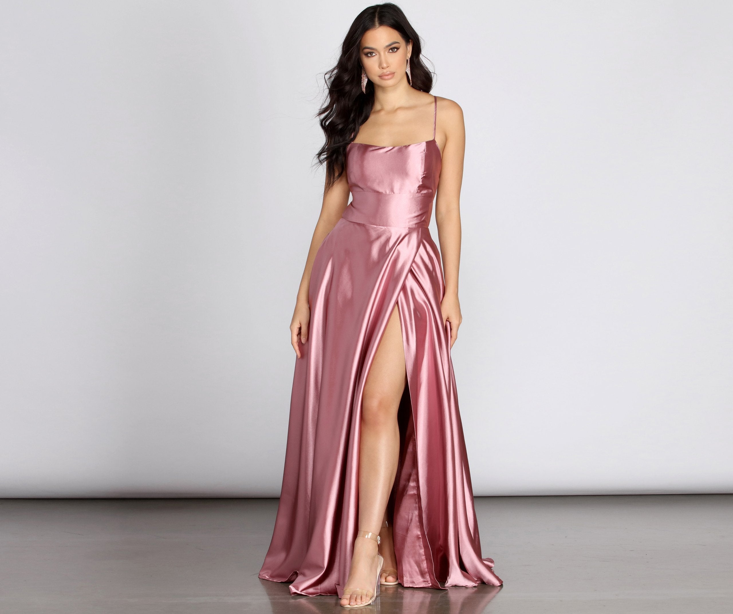 Anne Formal Lattice Satin Dress - Fashionpara