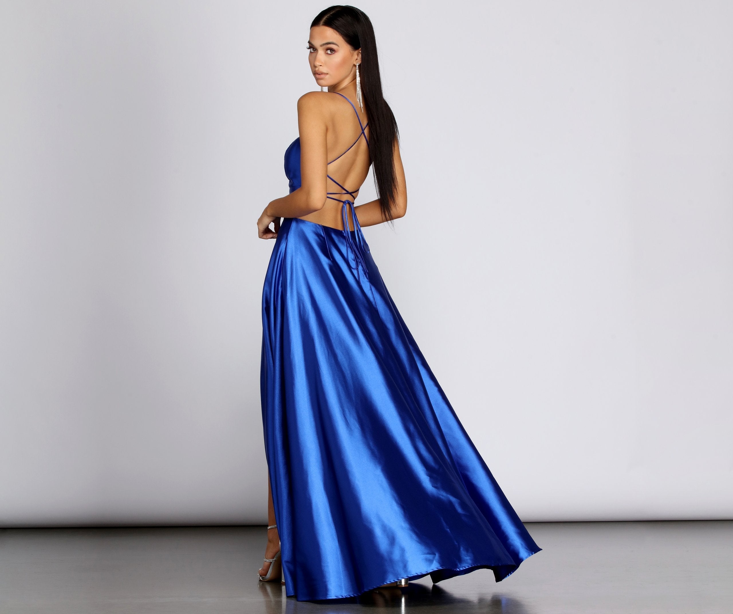 Anne Formal Lattice Satin Dress - Fashionpara