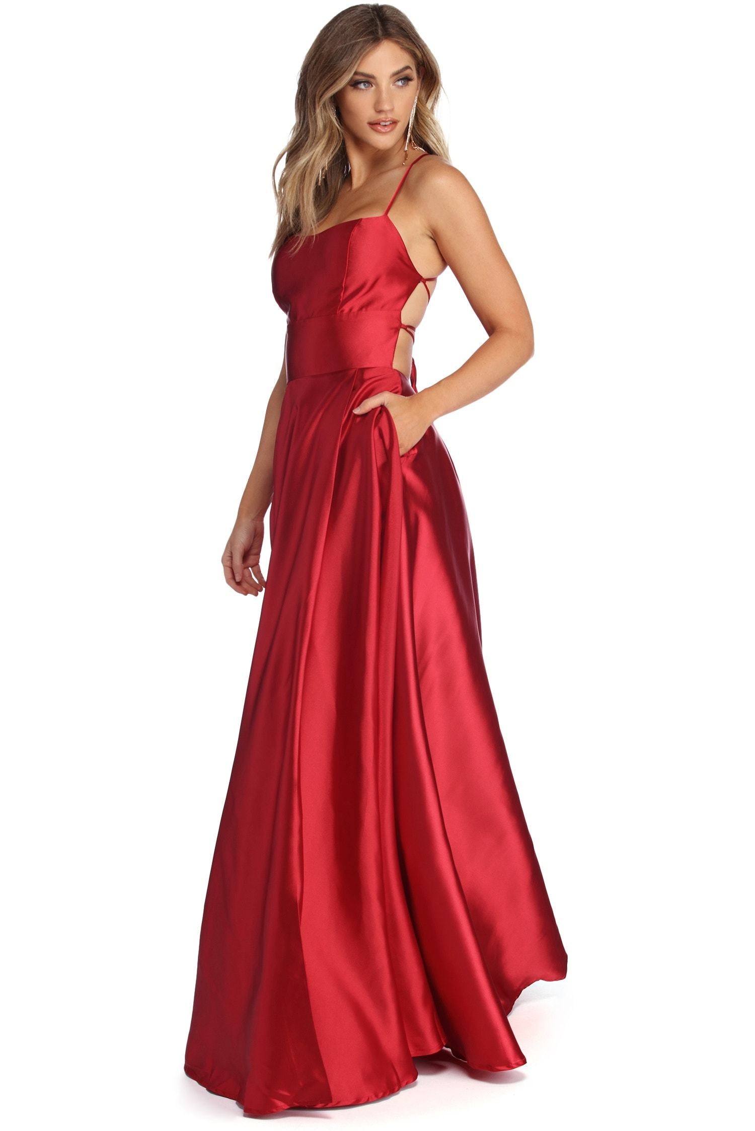 Anne Formal Lattice Satin Dress - Fashionpara